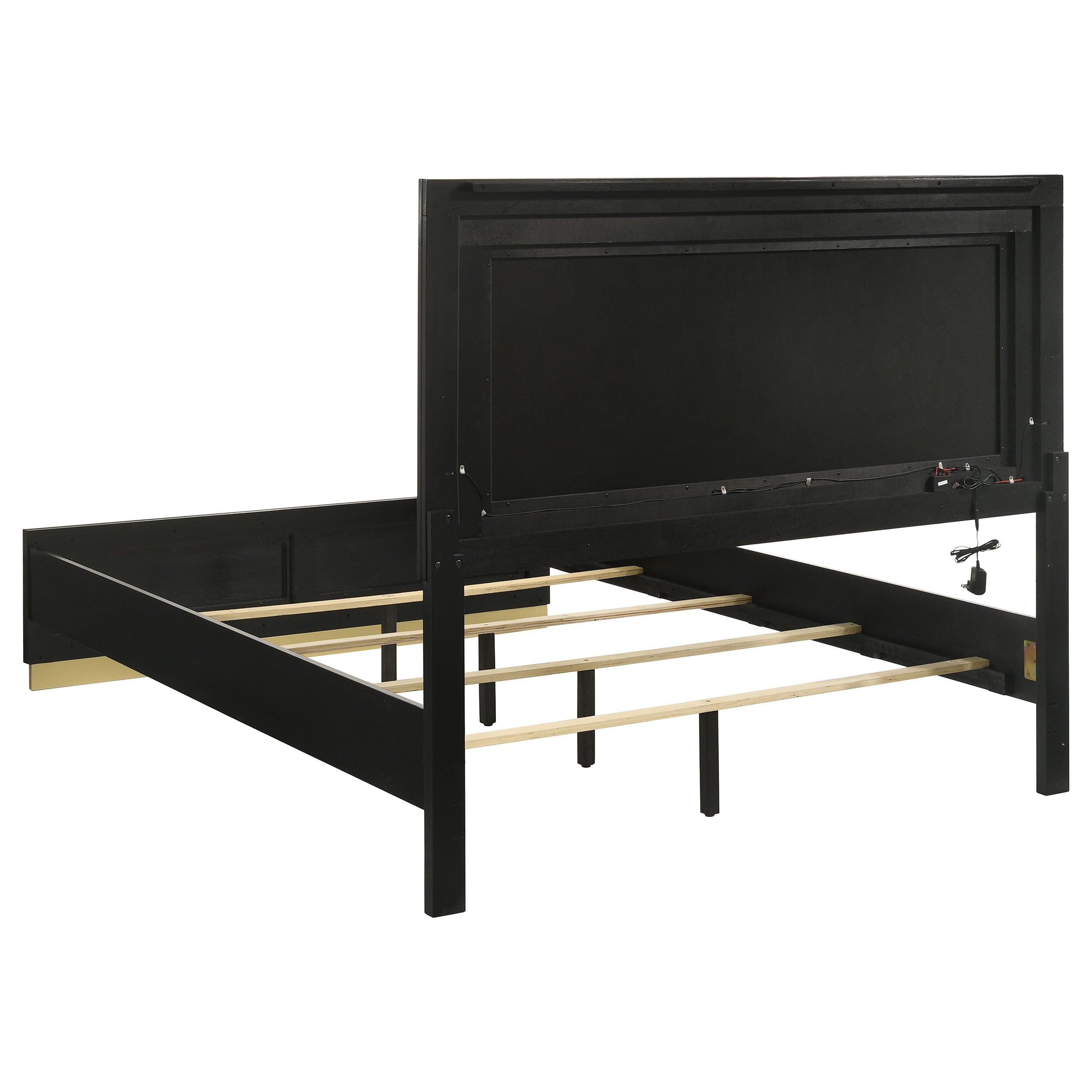 Caraway Wood Queen LED Panel Bed Black — view 4