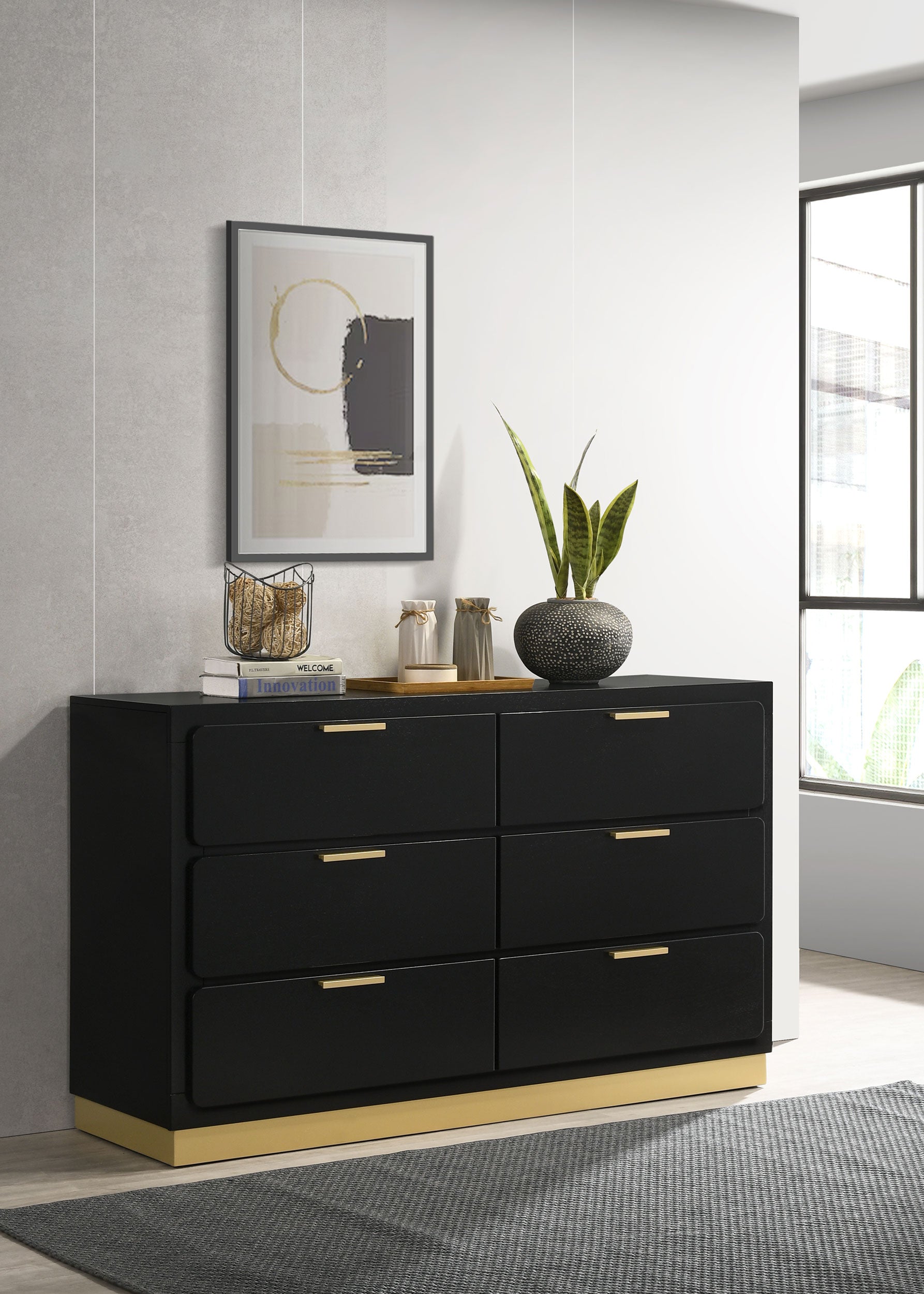 Caraway 6-drawer Dresser Black — view 2