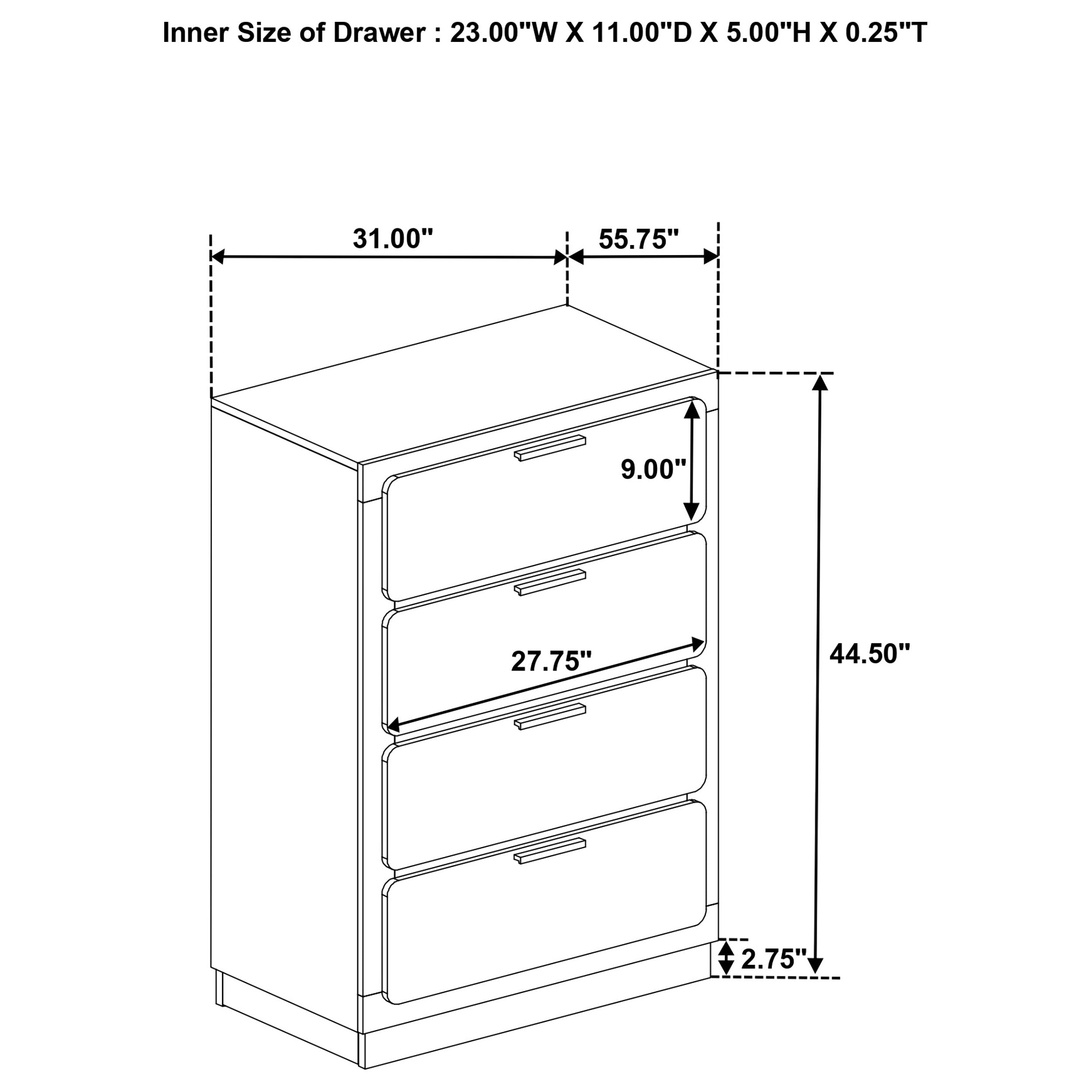 Caraway 4-drawer Bedroom Chest Black — view 11