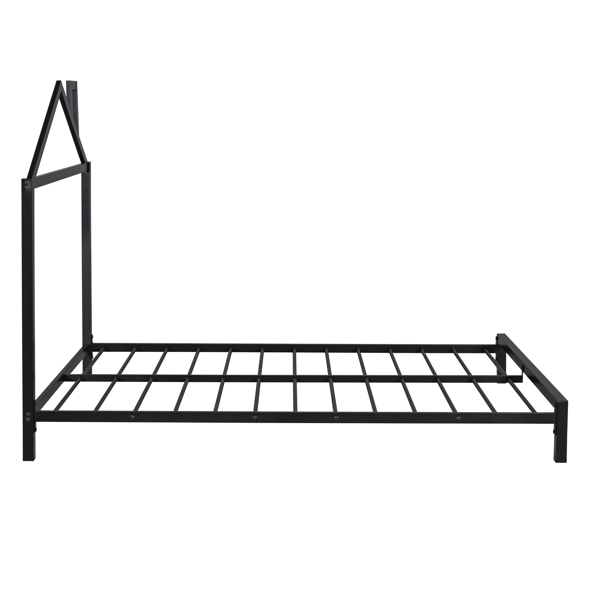 Full Size Metal Platform Bed with House-Shaped Headboard Design, Black - Atlantic Fine Furniture Melbourne FL