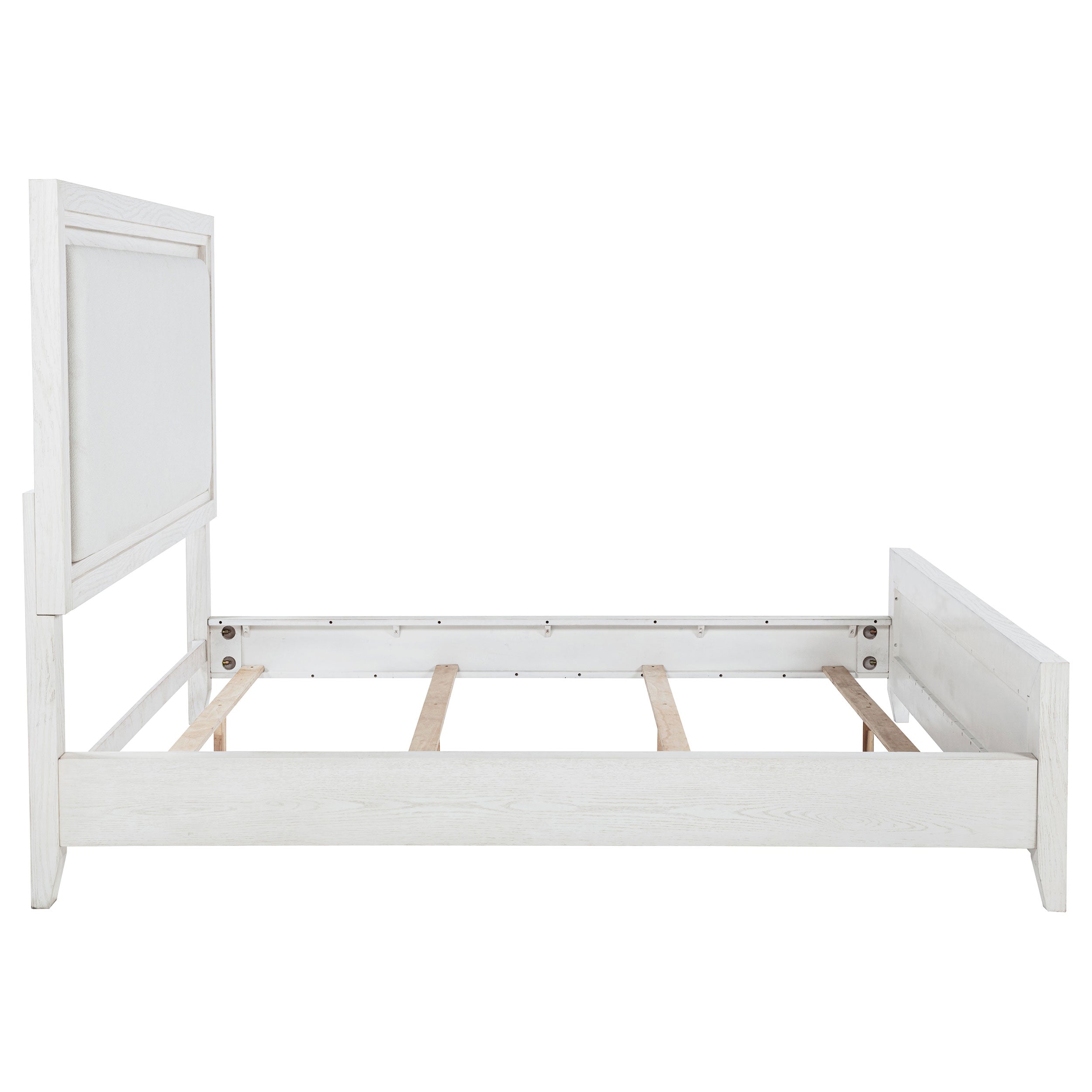 Marielle Eastern King Upholstered Panel Bed Distressed White  — view 6