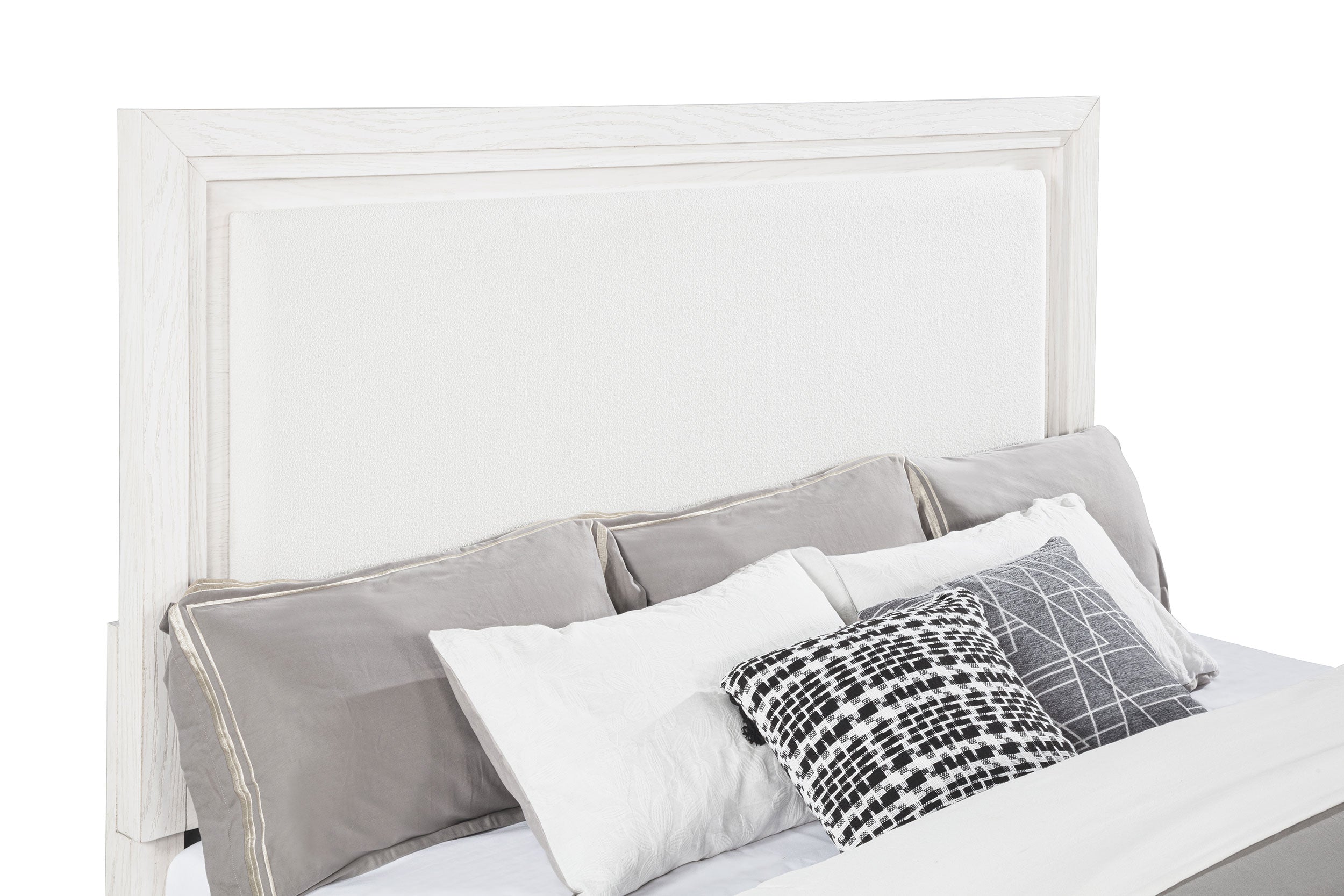 Marielle Eastern King Upholstered Panel Bed Distressed White  — view 7
