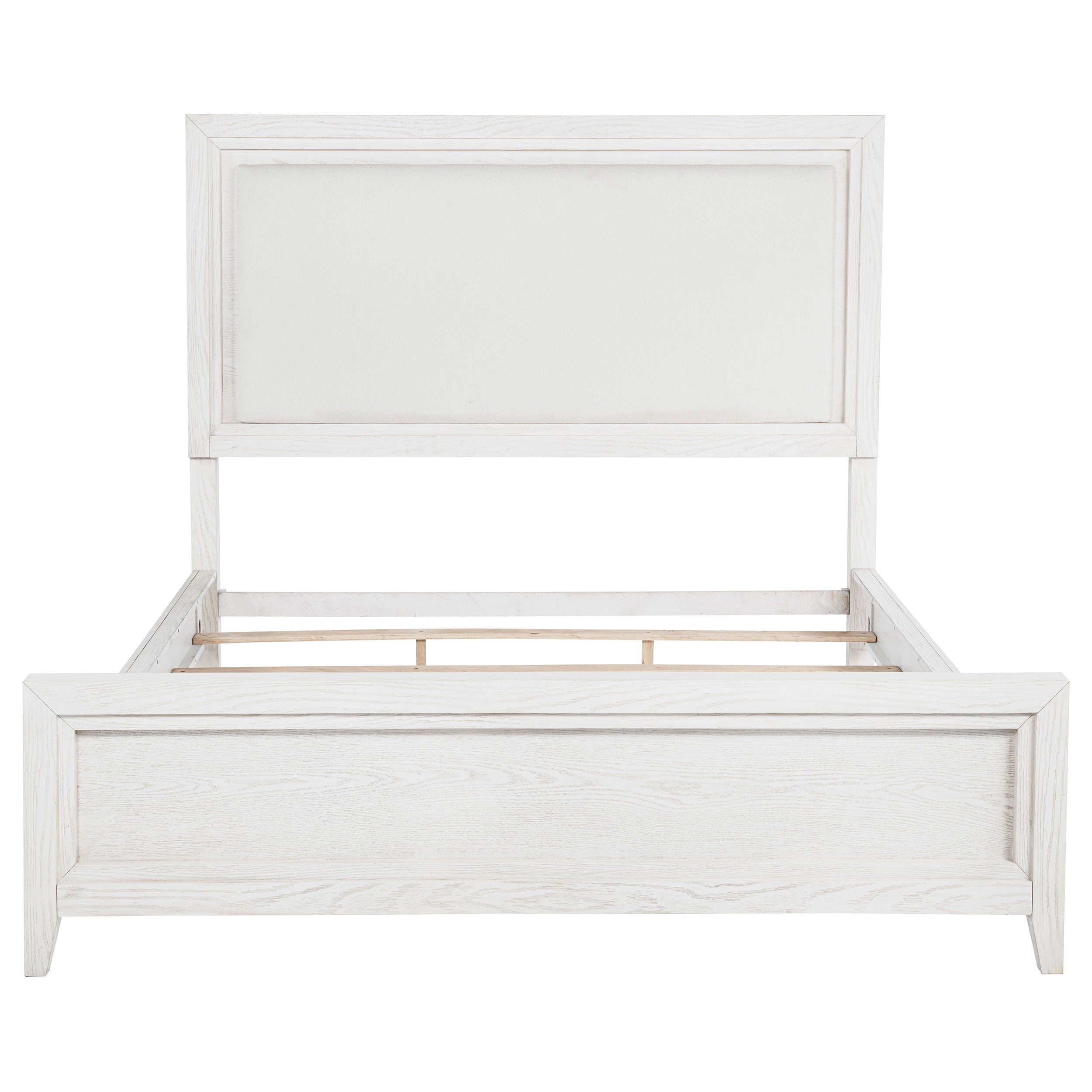 Marielle California King Panel Upholstered Bed Distressed White  — view 4