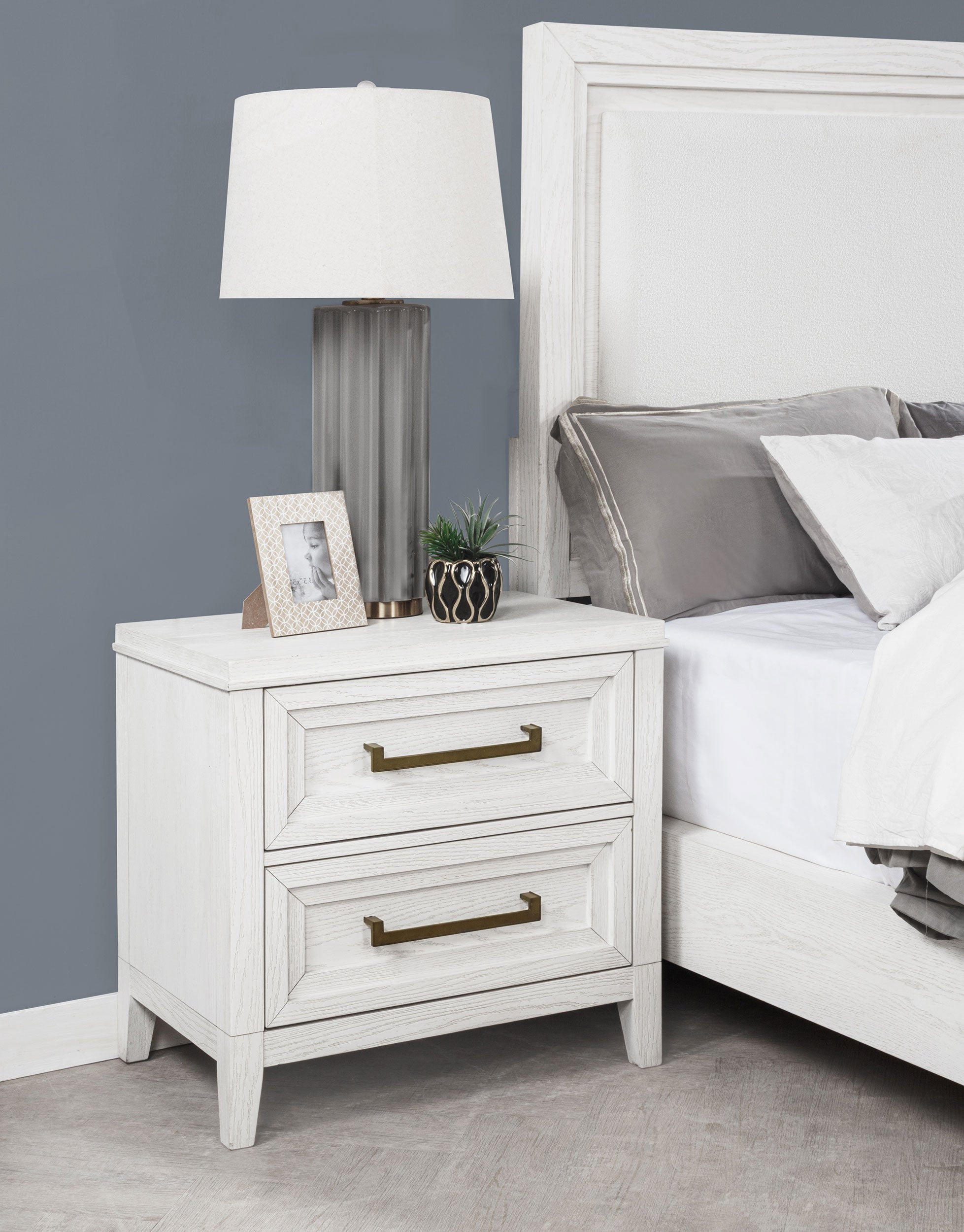 Marielle 2-drawer Nightstand Bedside Table Distressed White  — view 2