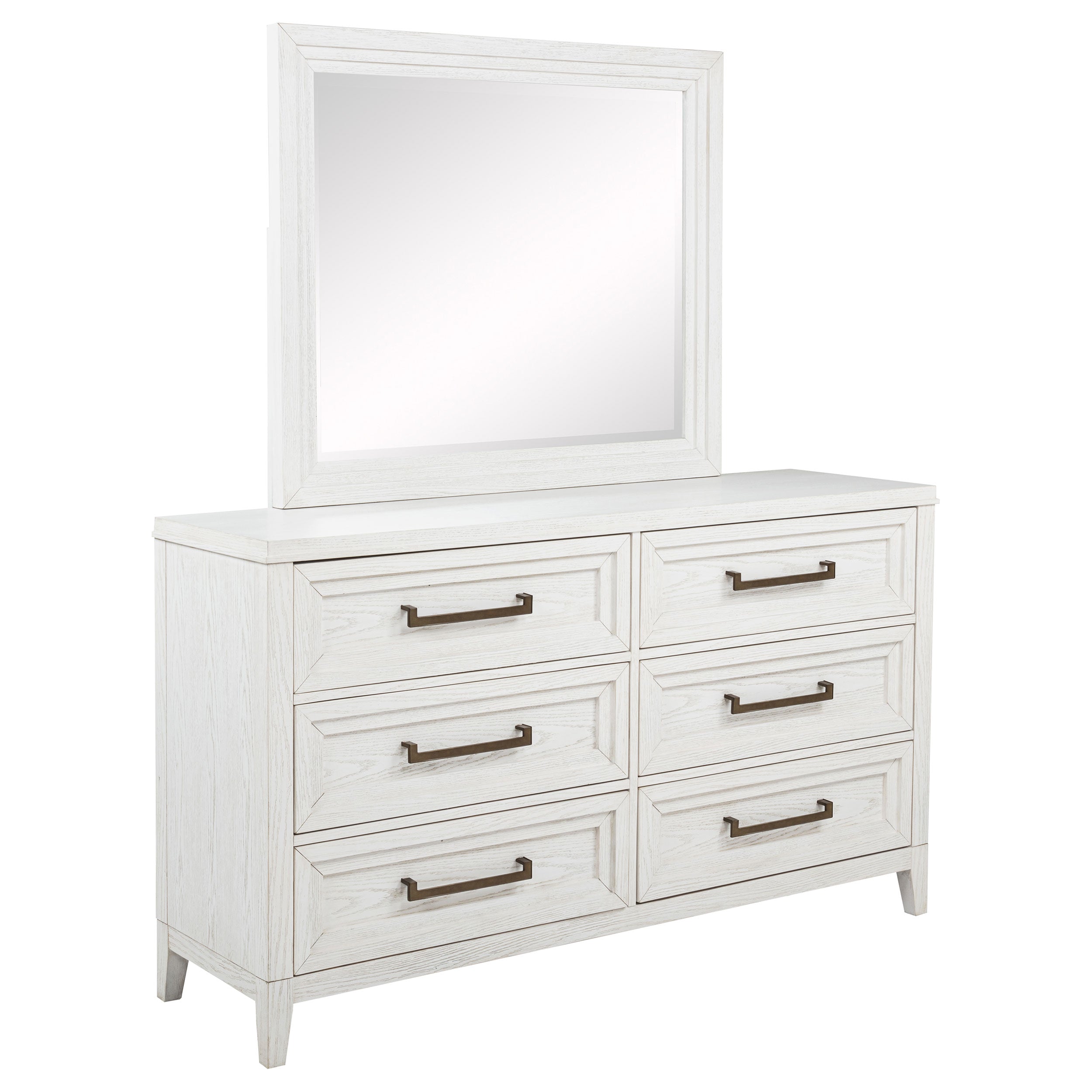 Marielle 6-drawer Dresser with Mirror Distressed White  — view 1