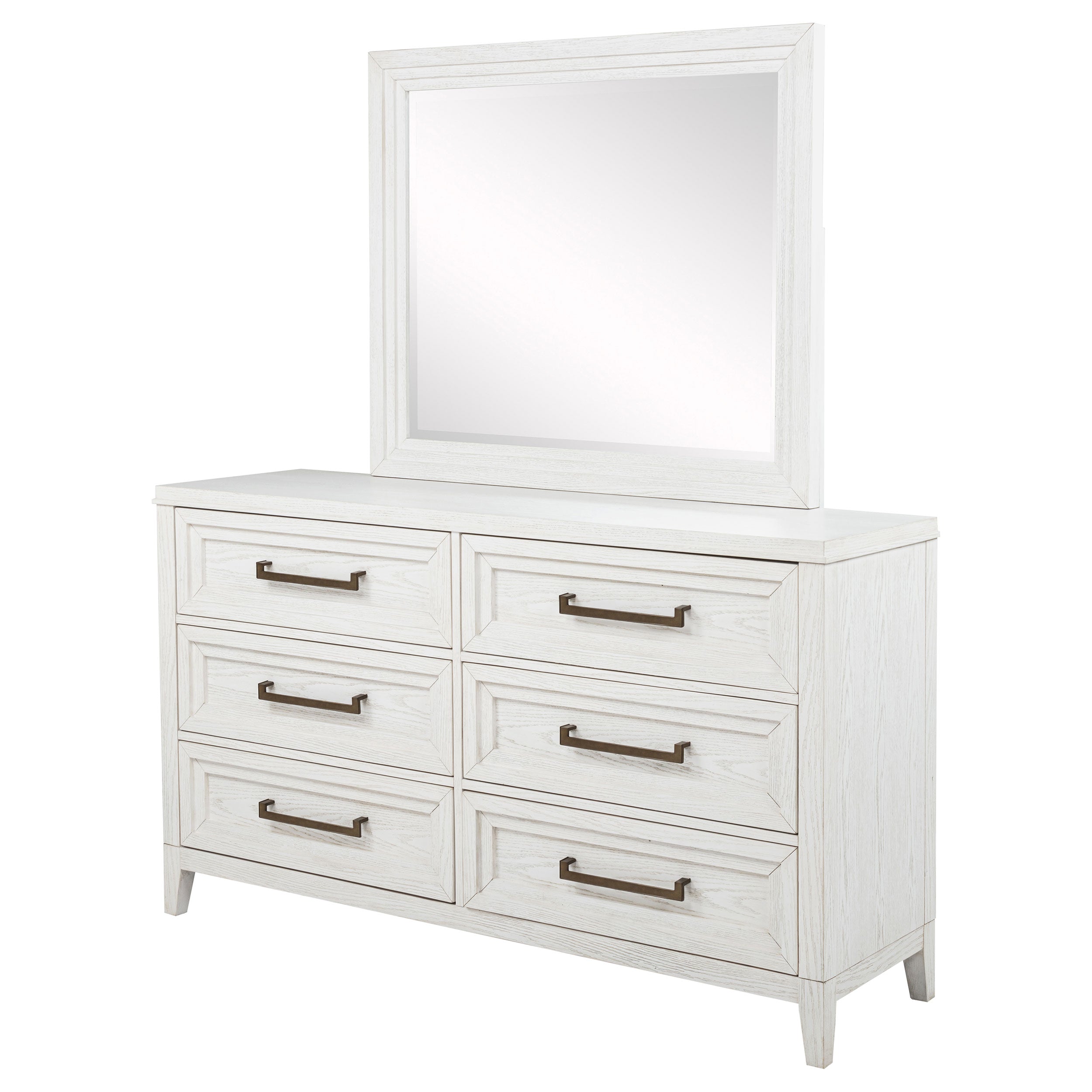 Marielle 6-drawer Dresser with Mirror Distressed White  — view 4