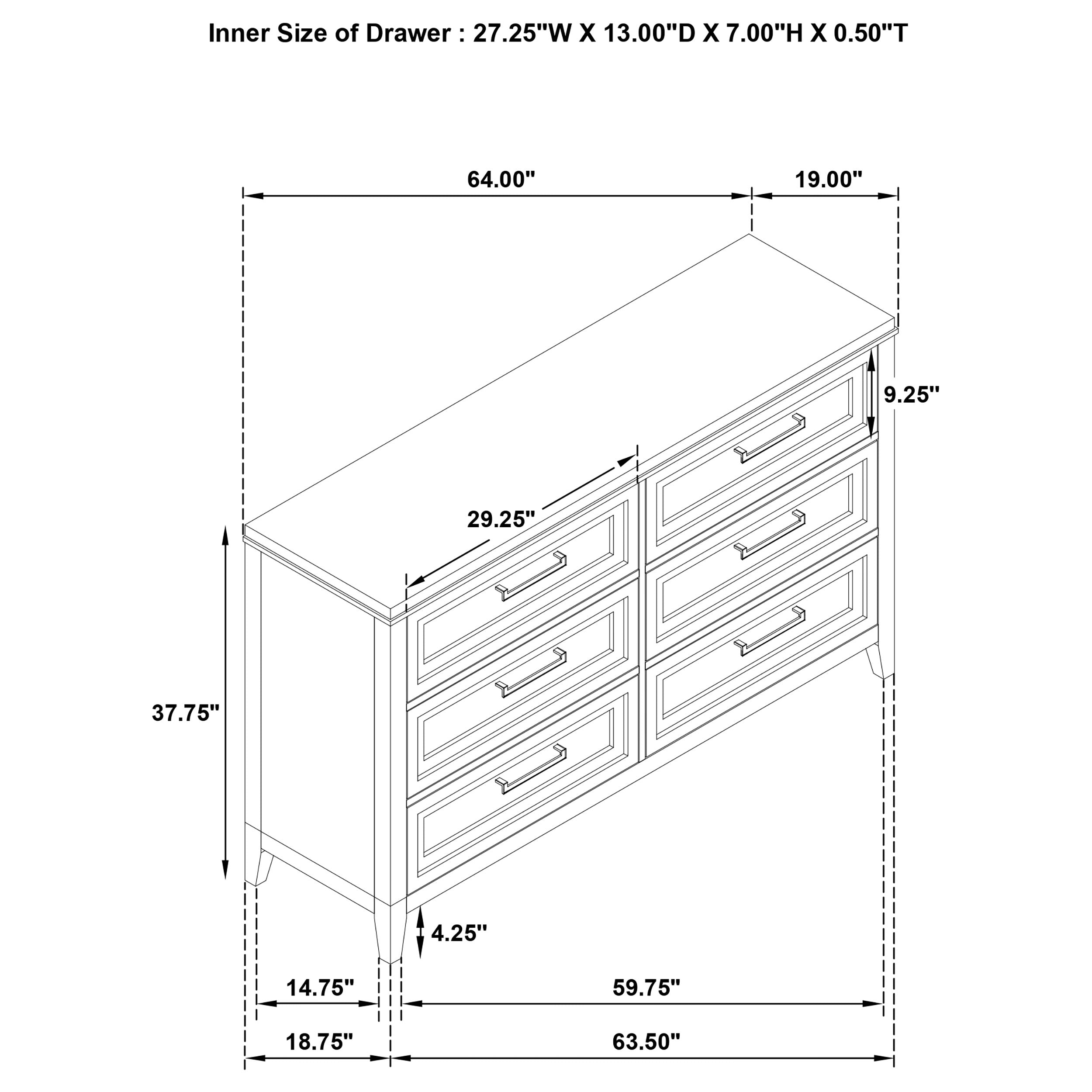 Marielle 6-drawer Bedroom Dresser Distressed White  — view 14