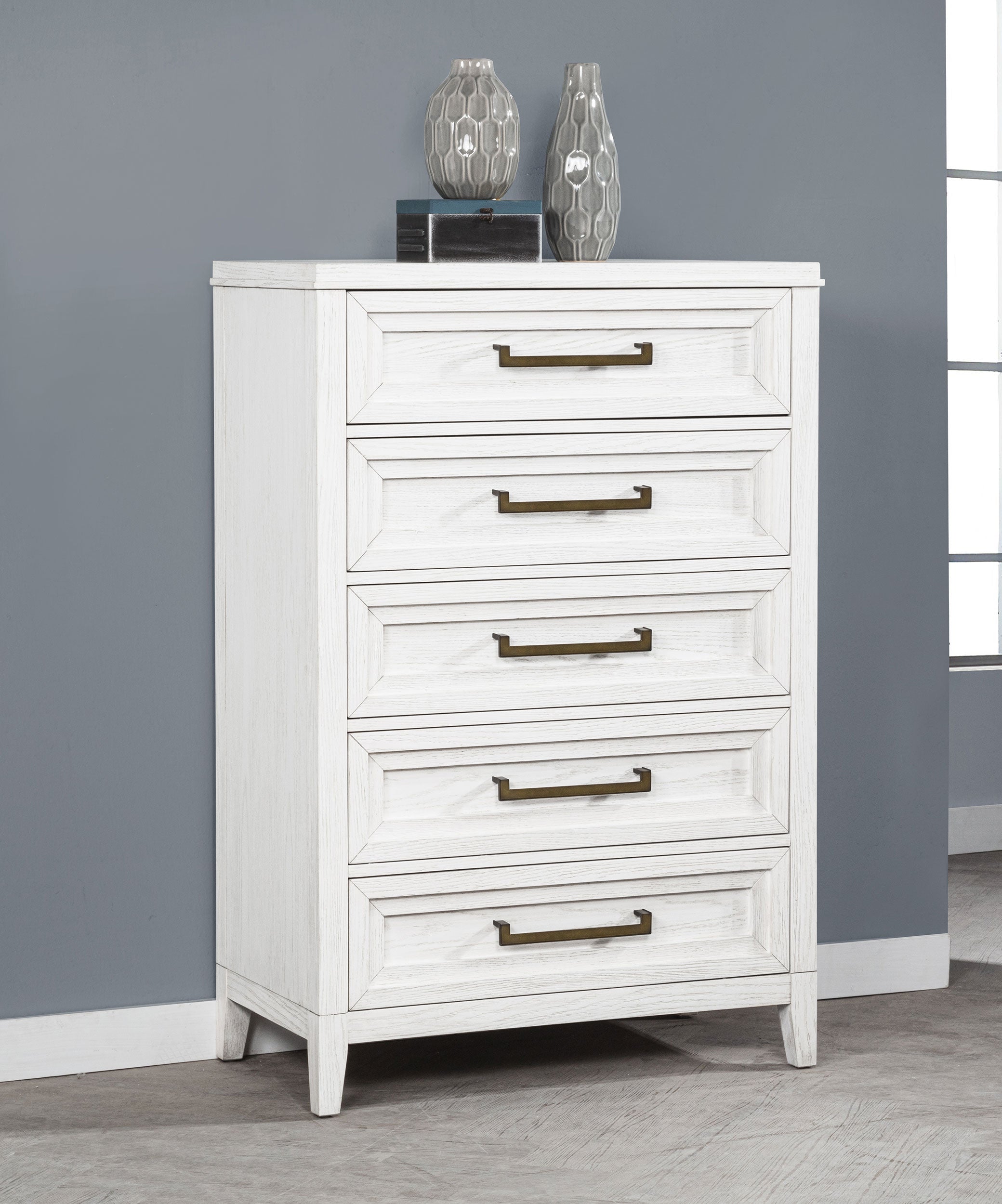 Marielle 5-drawer Bedroom Chest Distressed White  — view 2