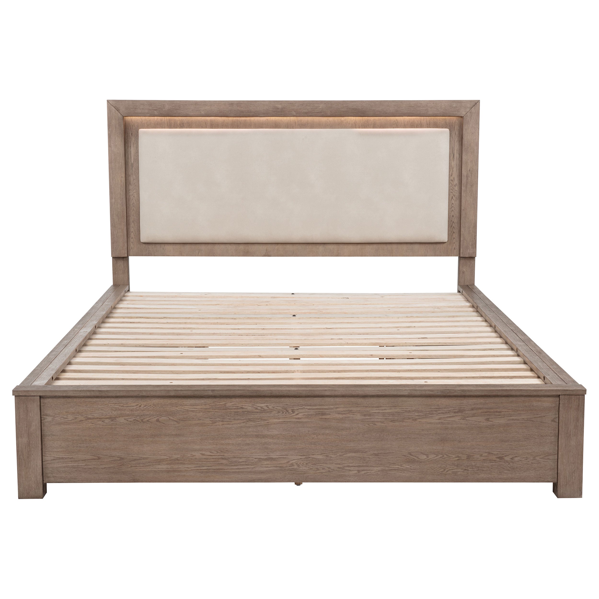 Kenora 56-inch Eastern King LED Storage Bed Barley Brown — view 6