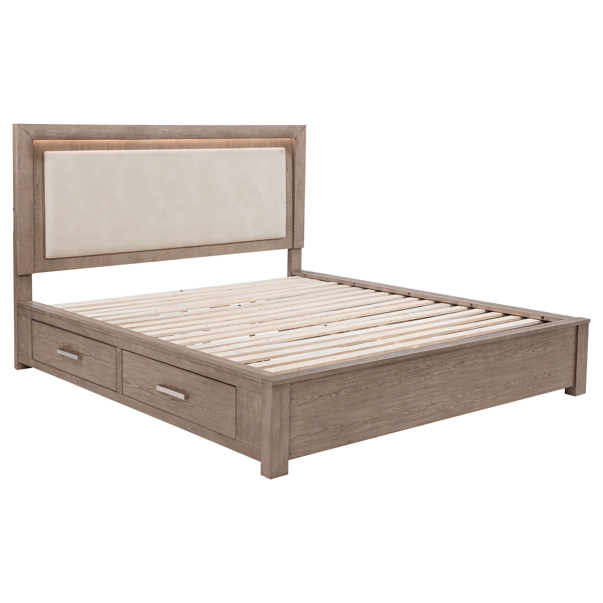 Kenora 56-inch California King LED Storage Bed Barley Brown — view 4