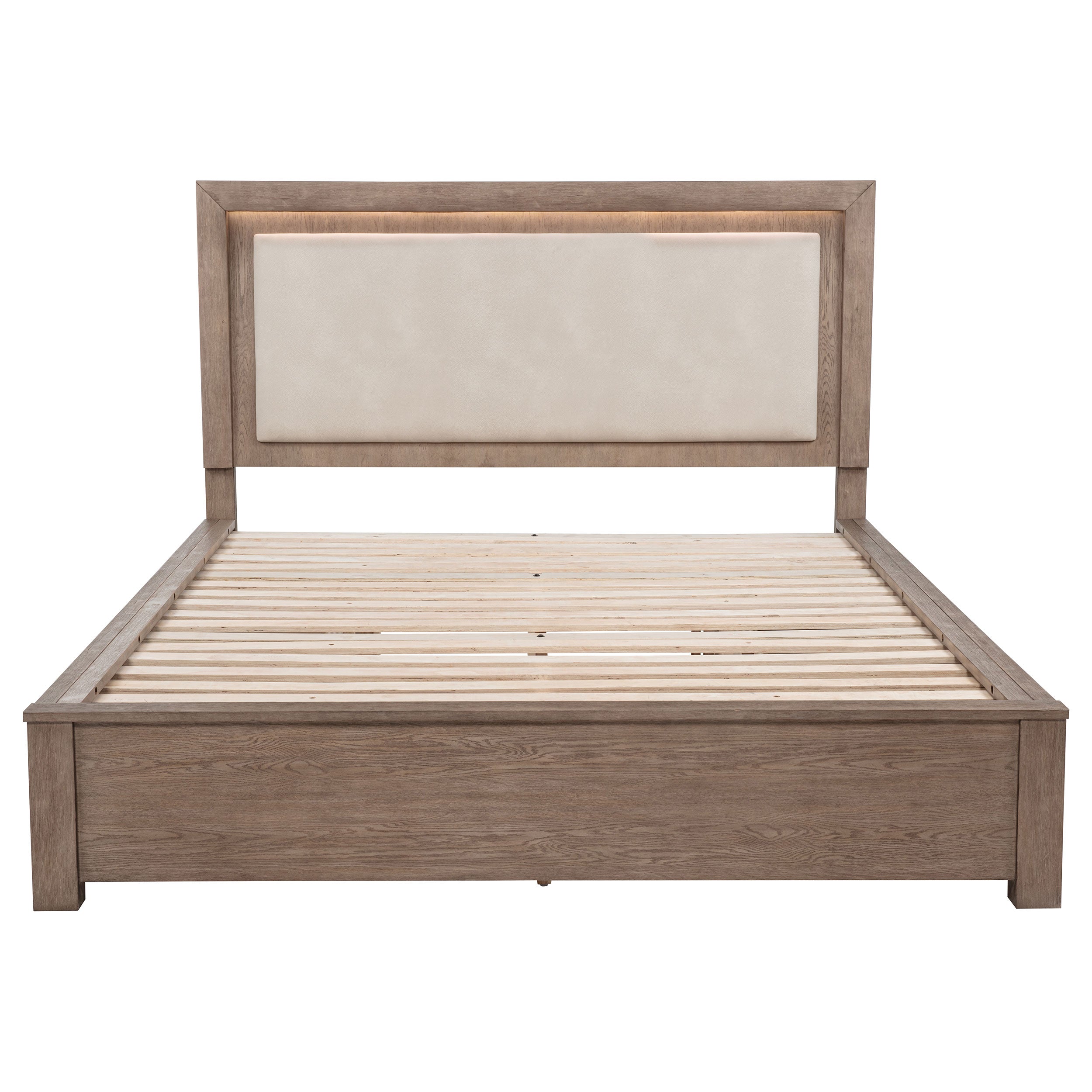 Kenora 56-inch California King LED Storage Bed Barley Brown — view 6