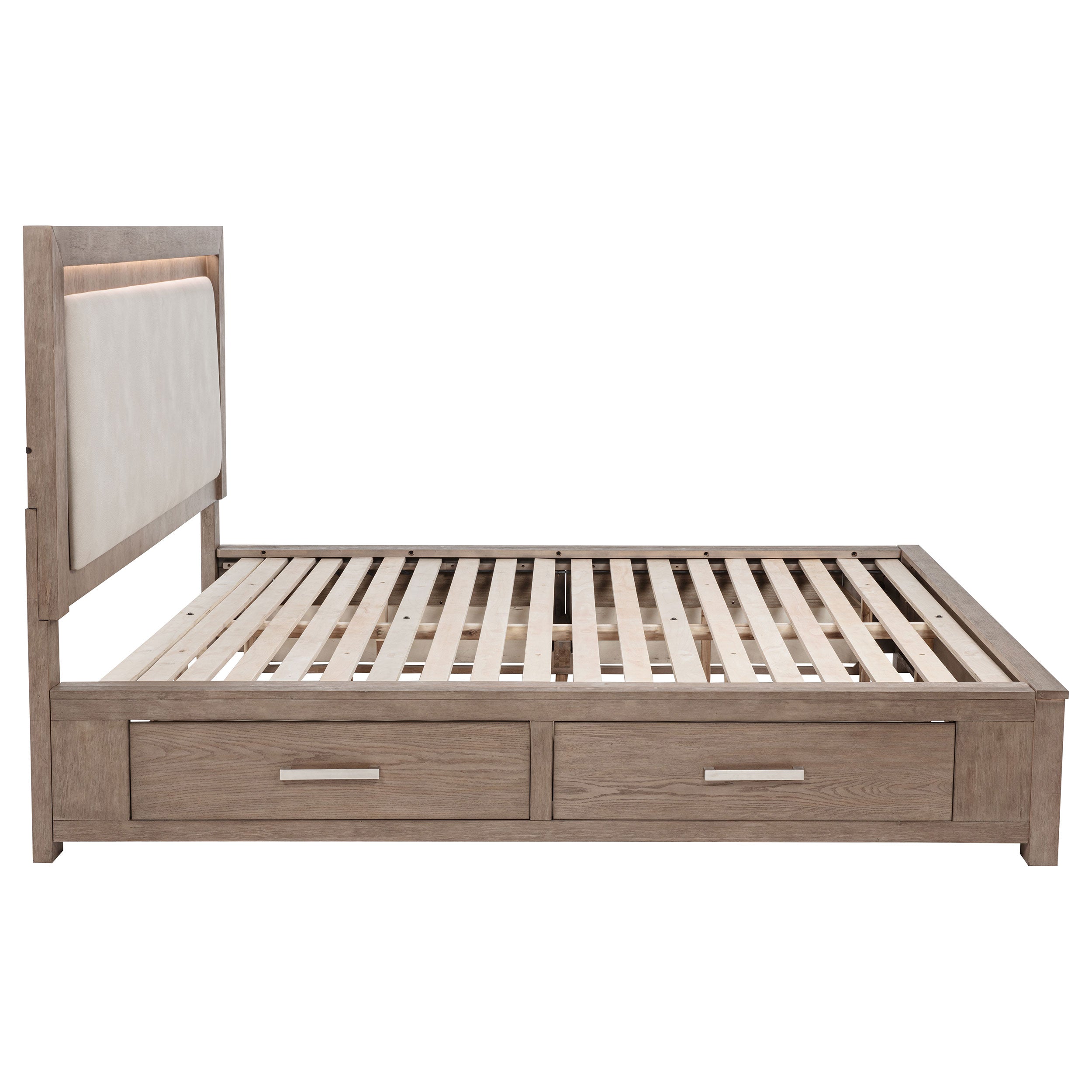 Kenora 56-inch California King LED Storage Bed Barley Brown — view 9