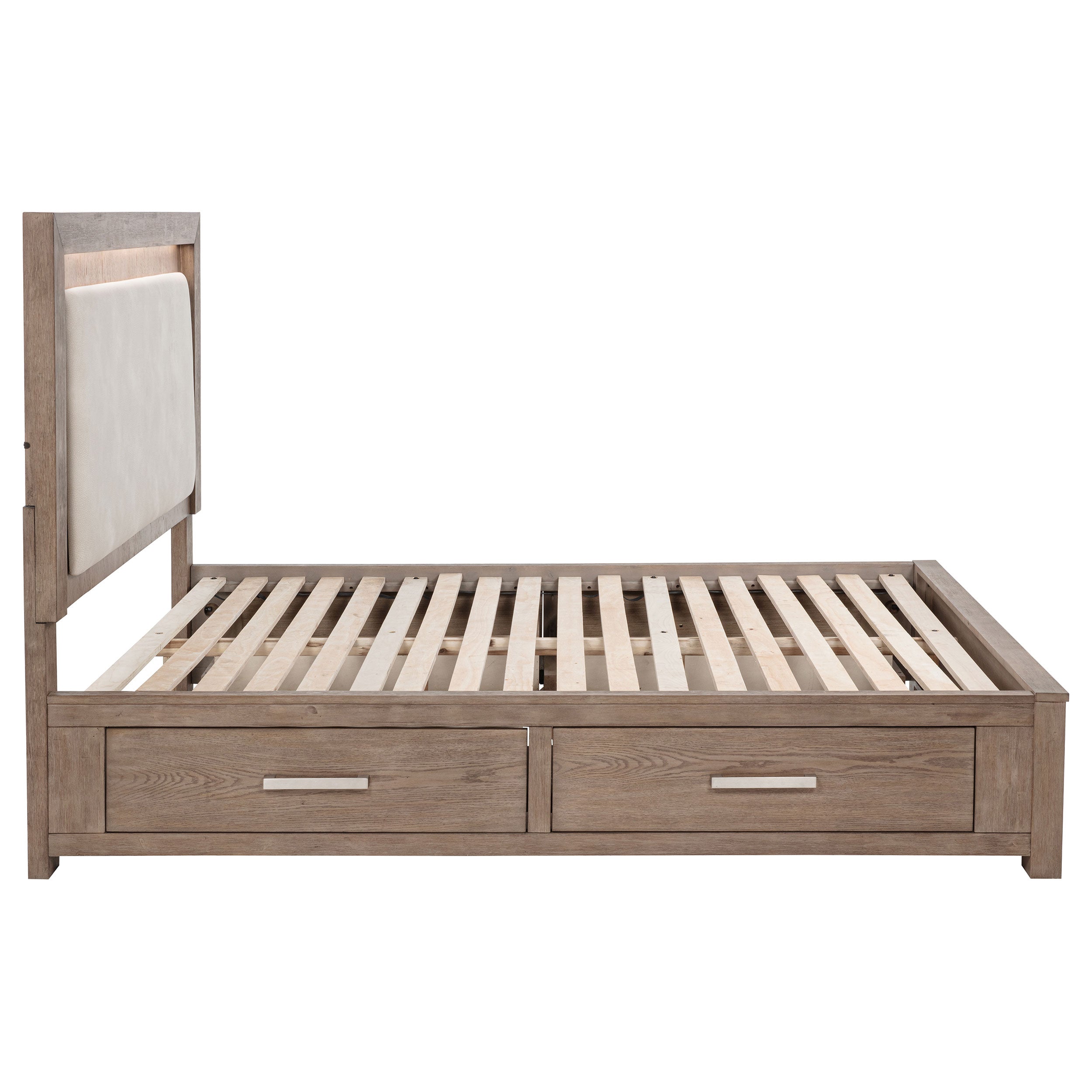 Kenora 56-inch Queen LED Storage Bed Barley Brown — view 9