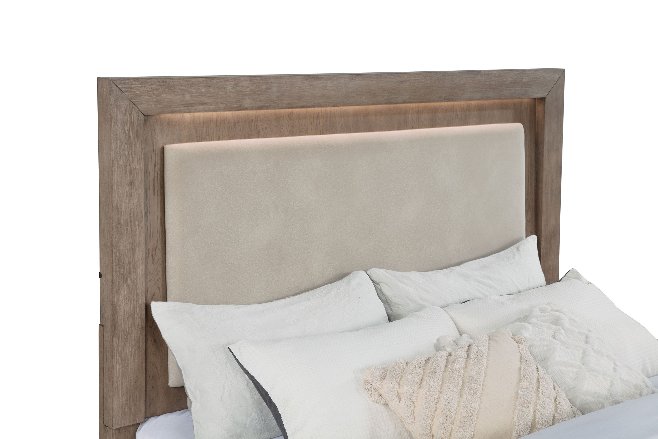 Kenora 56-inch Queen LED Storage Bed Barley Brown — view 10