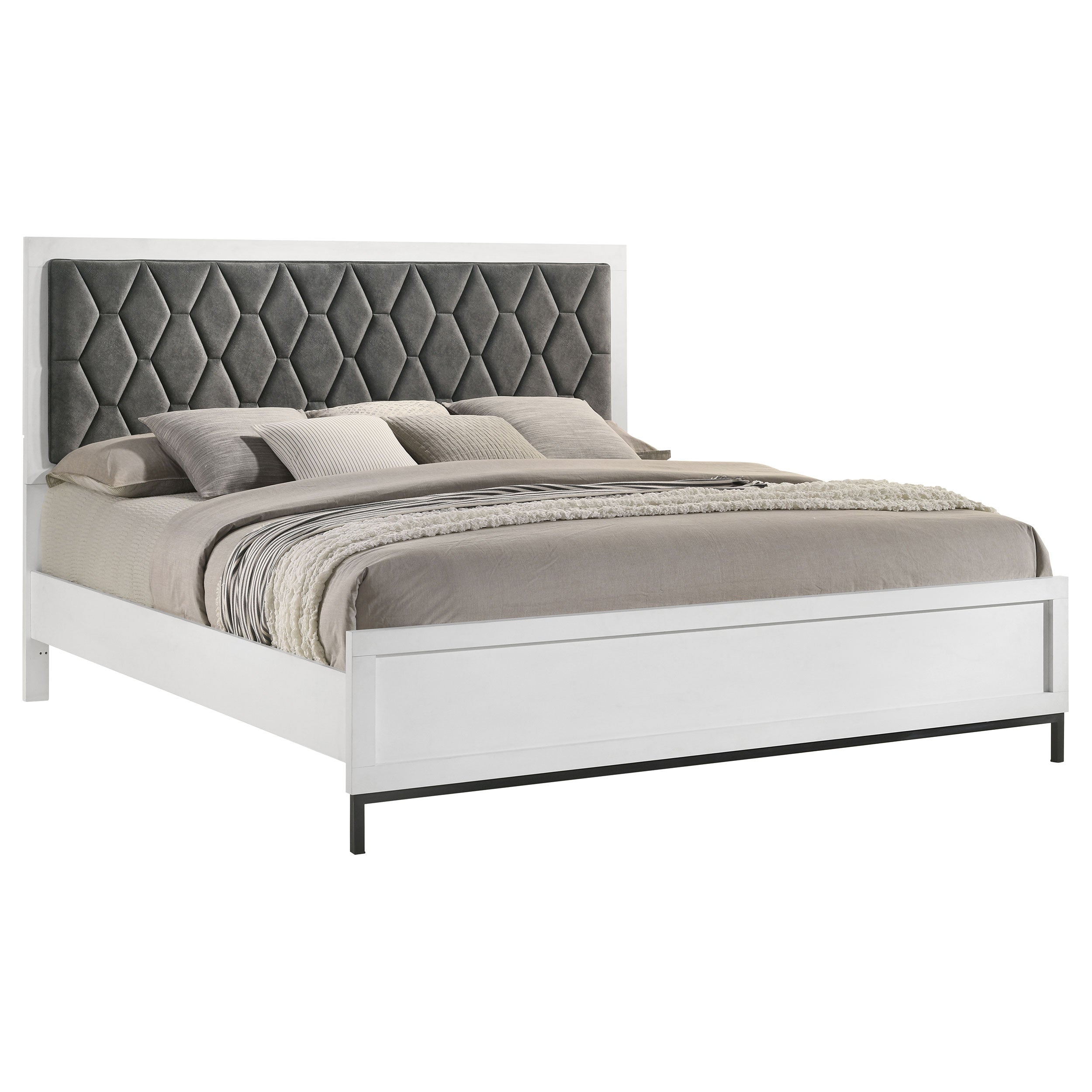 Sonora Eastern King Upholstered Panel Bed White  — view 3