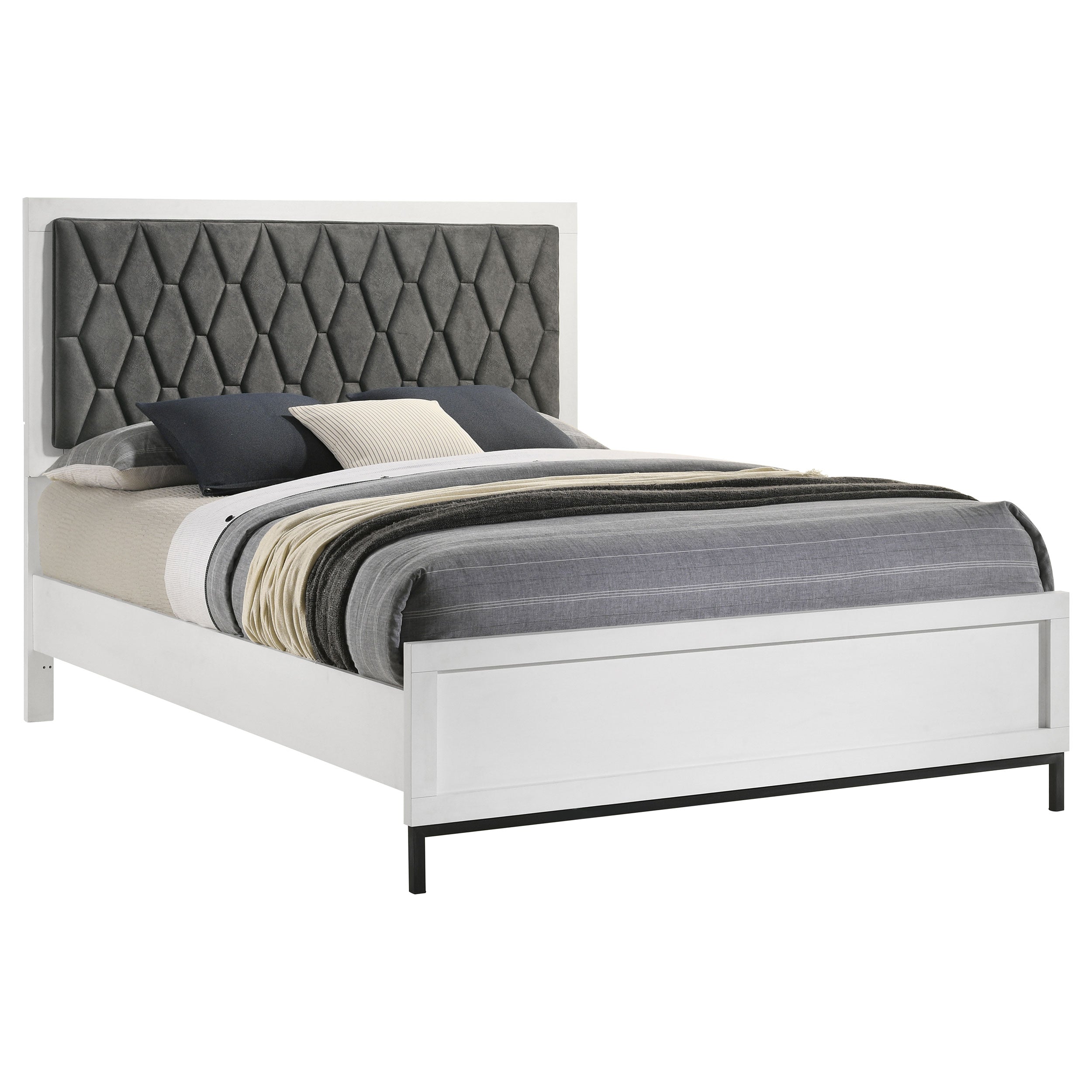 Sonora Queen Upholstered Panel Bed White  — view 3