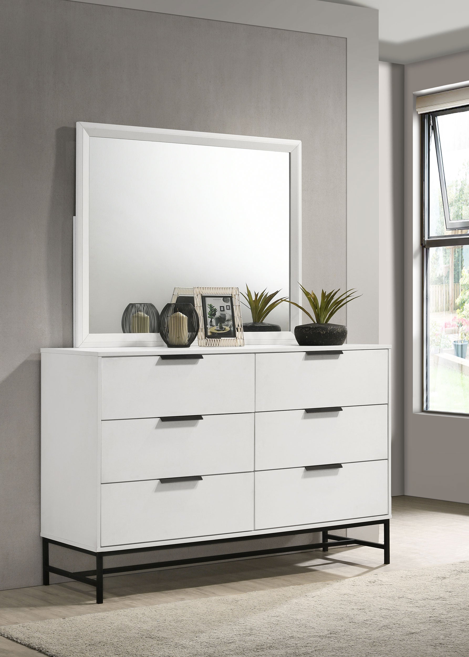 Sonora 6-drawer Dresser with Mirror White — view 2