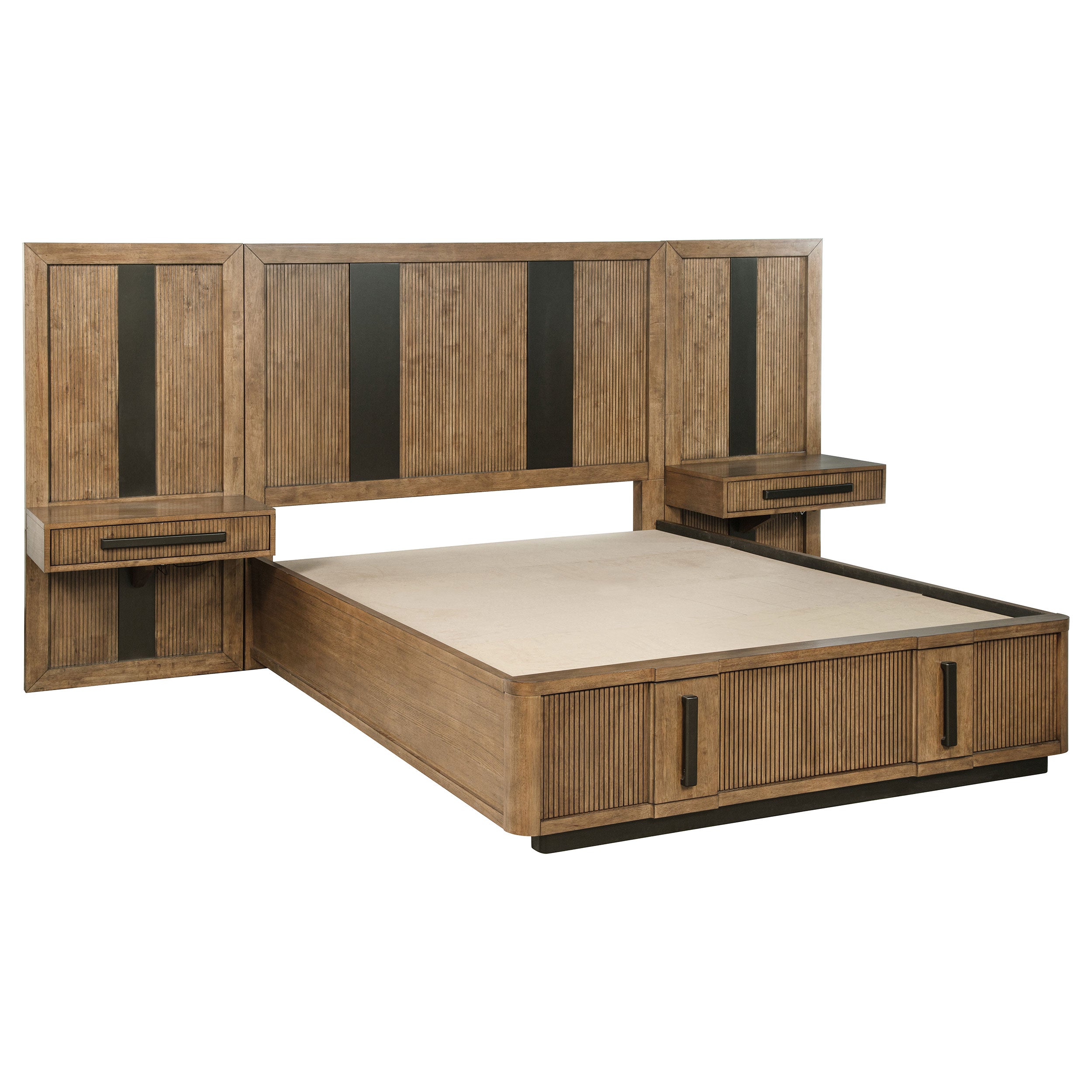 Terrace Eastern King Wall Panel Storage Bed Ash Brown — view 1