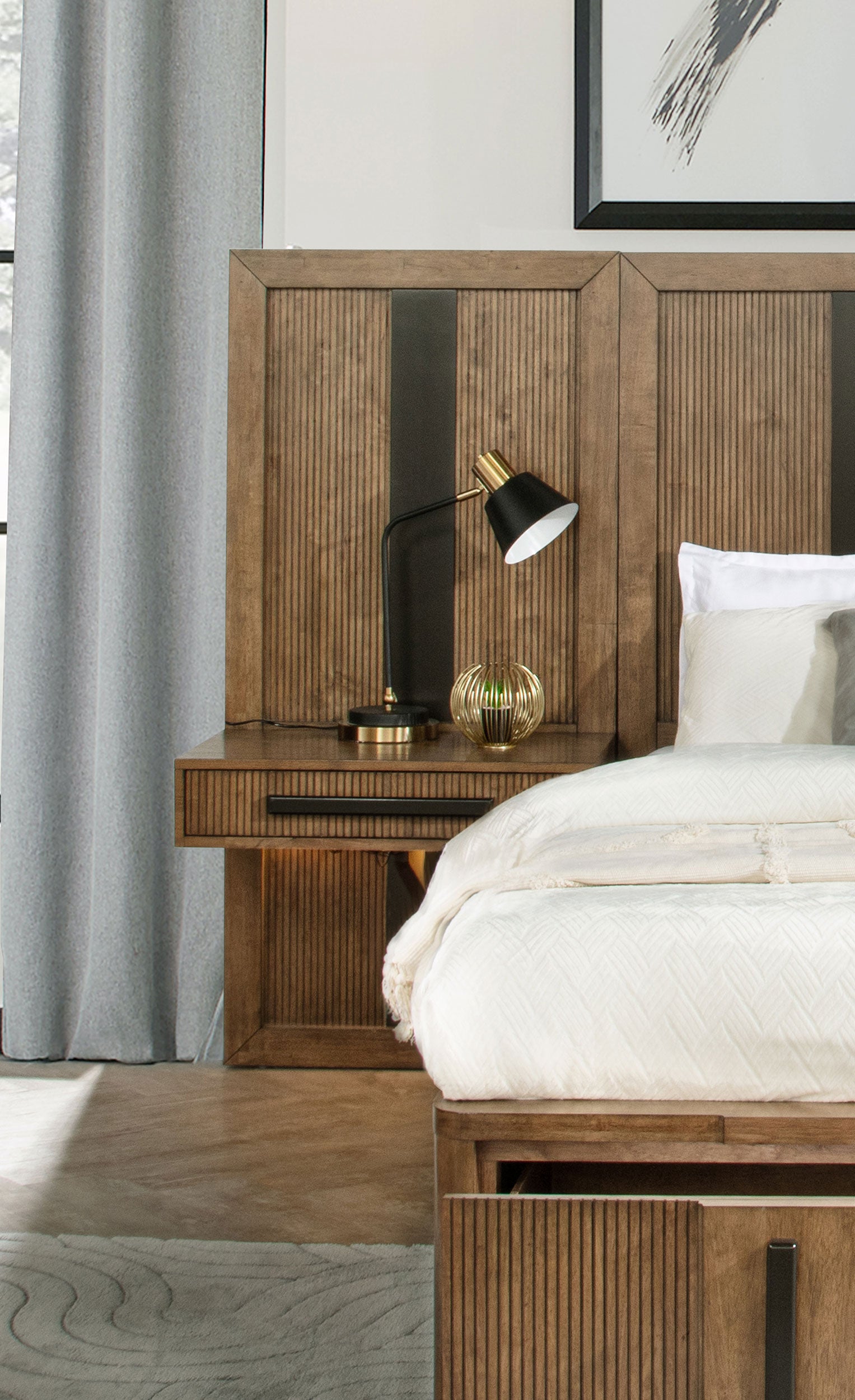 Terrace Eastern King Wall Panel Storage Bed Ash Brown — view 5