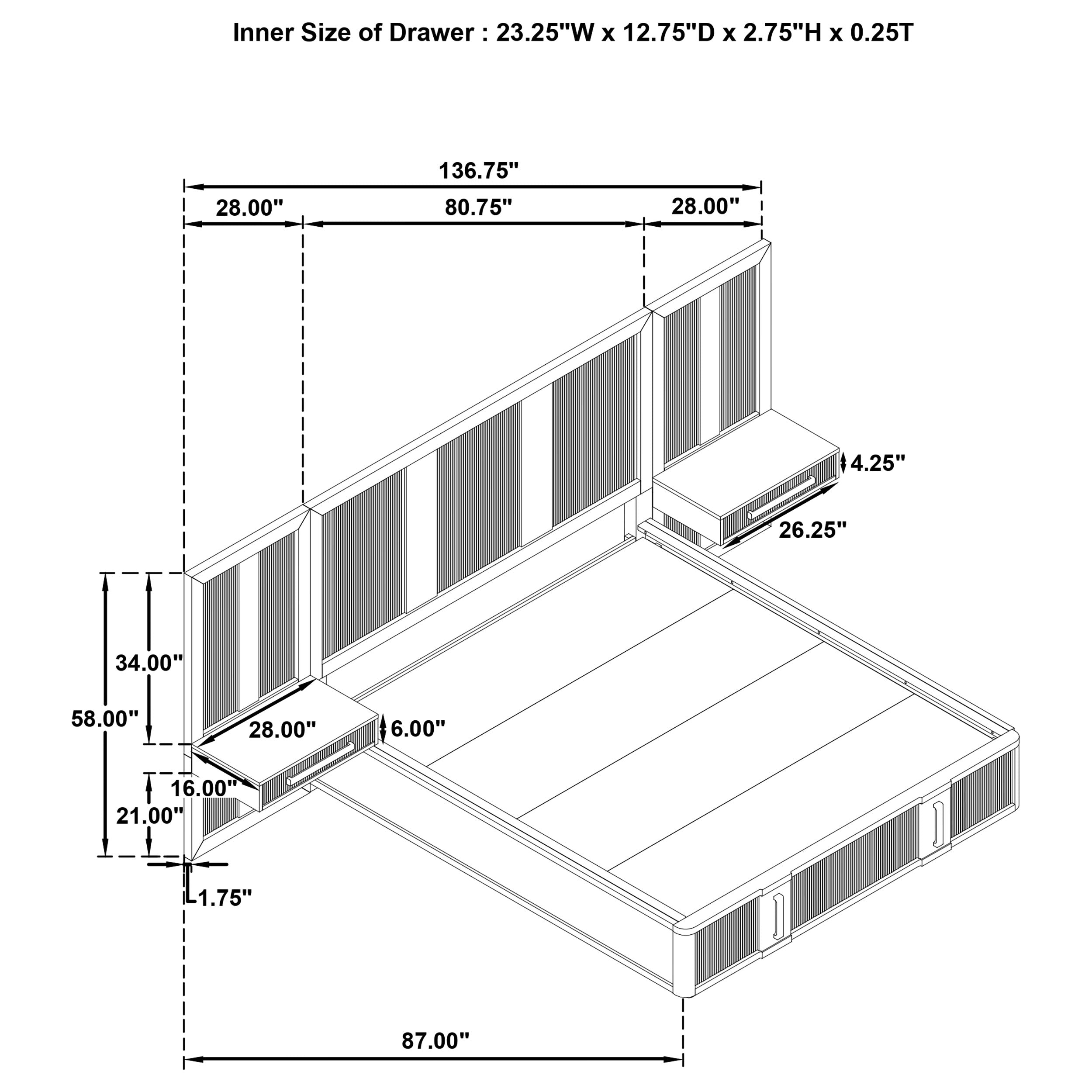Terrace Eastern King Wall Panel Storage Bed Ash Brown — view 8