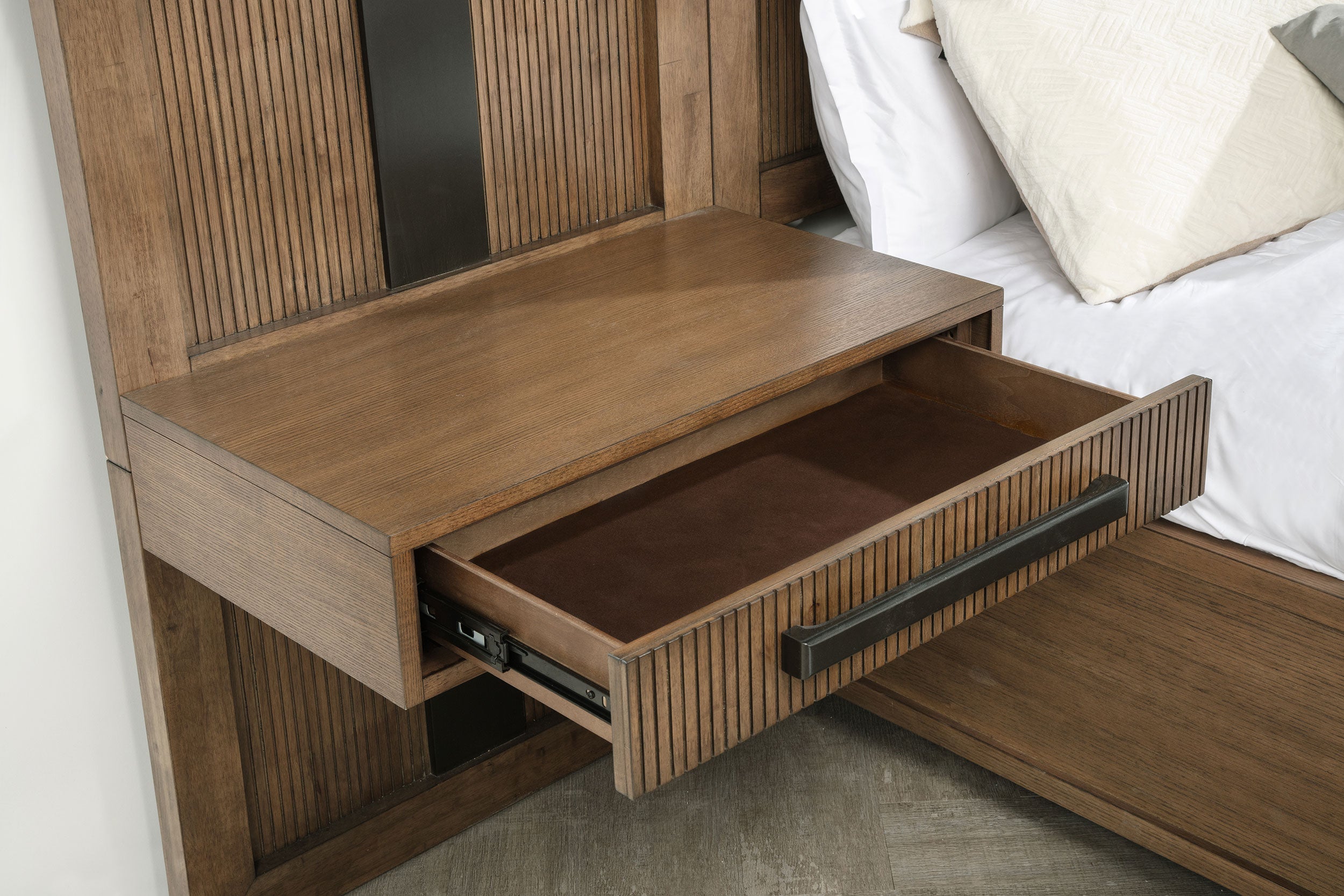 Terrace Queen Wall Panel Storage Bed Ash Brown — view 6