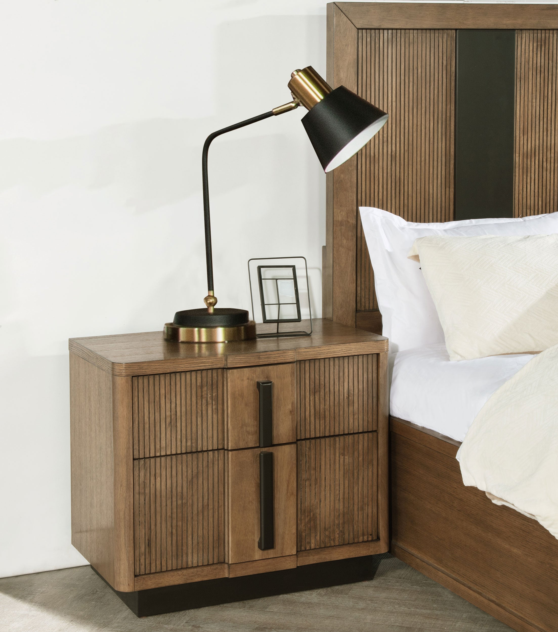 Terrace 2-drawer Nightstand Bedside Table Ash Brown — view 2