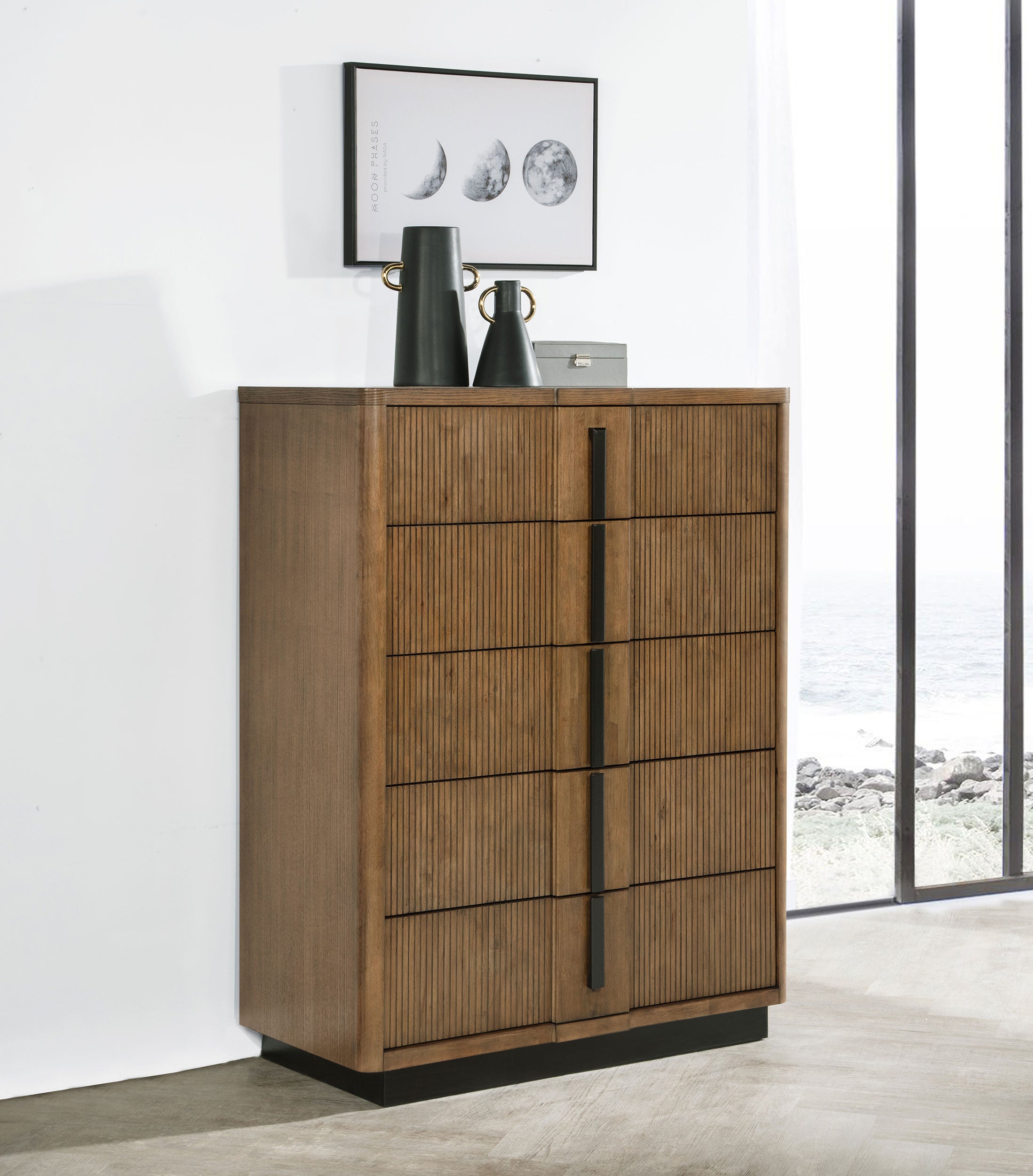 Terrace 5-drawer Chest of Drawers Ash Brown — view 2