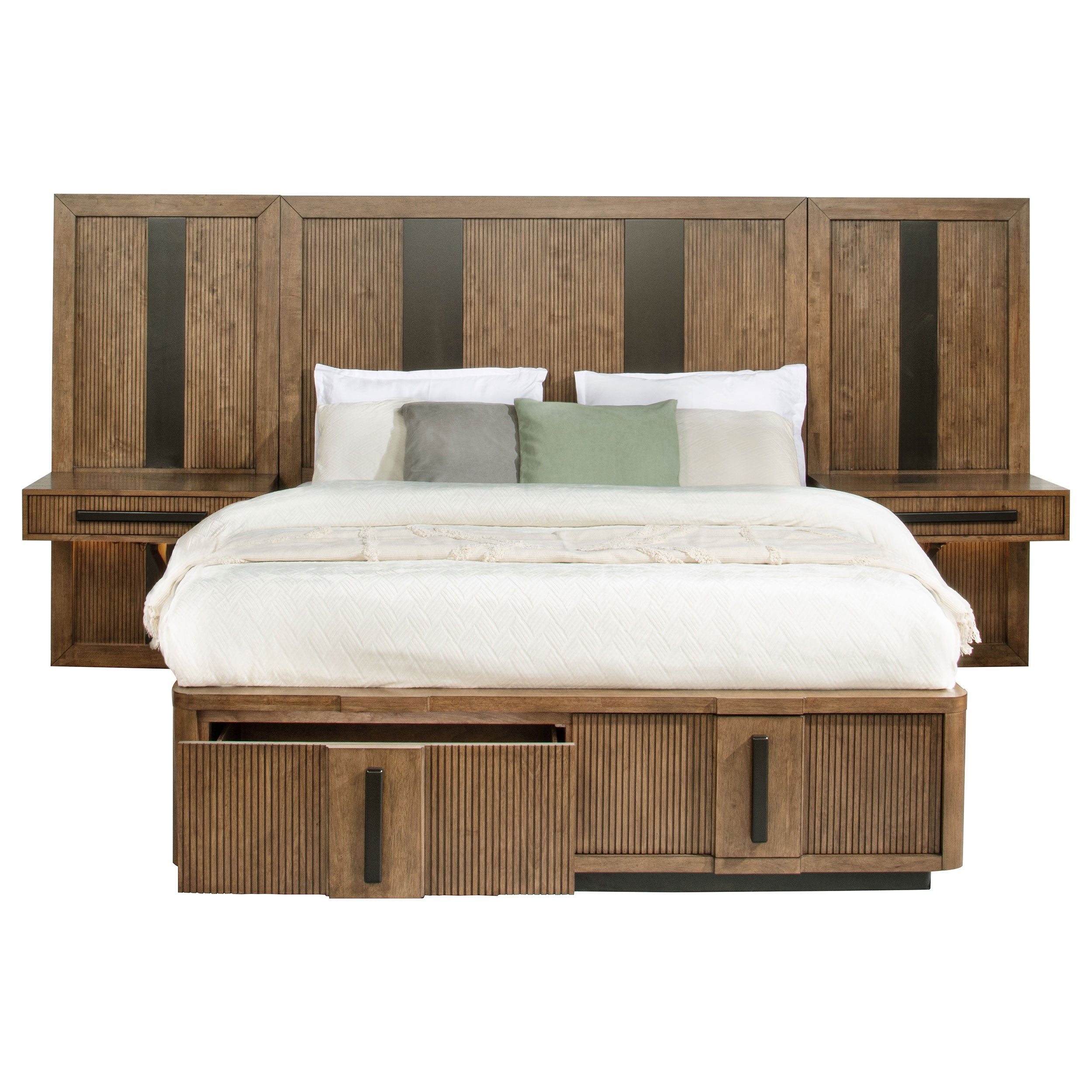Terrace 2-piece Wall Panel with Nightstand Set Ash Brown — view 4