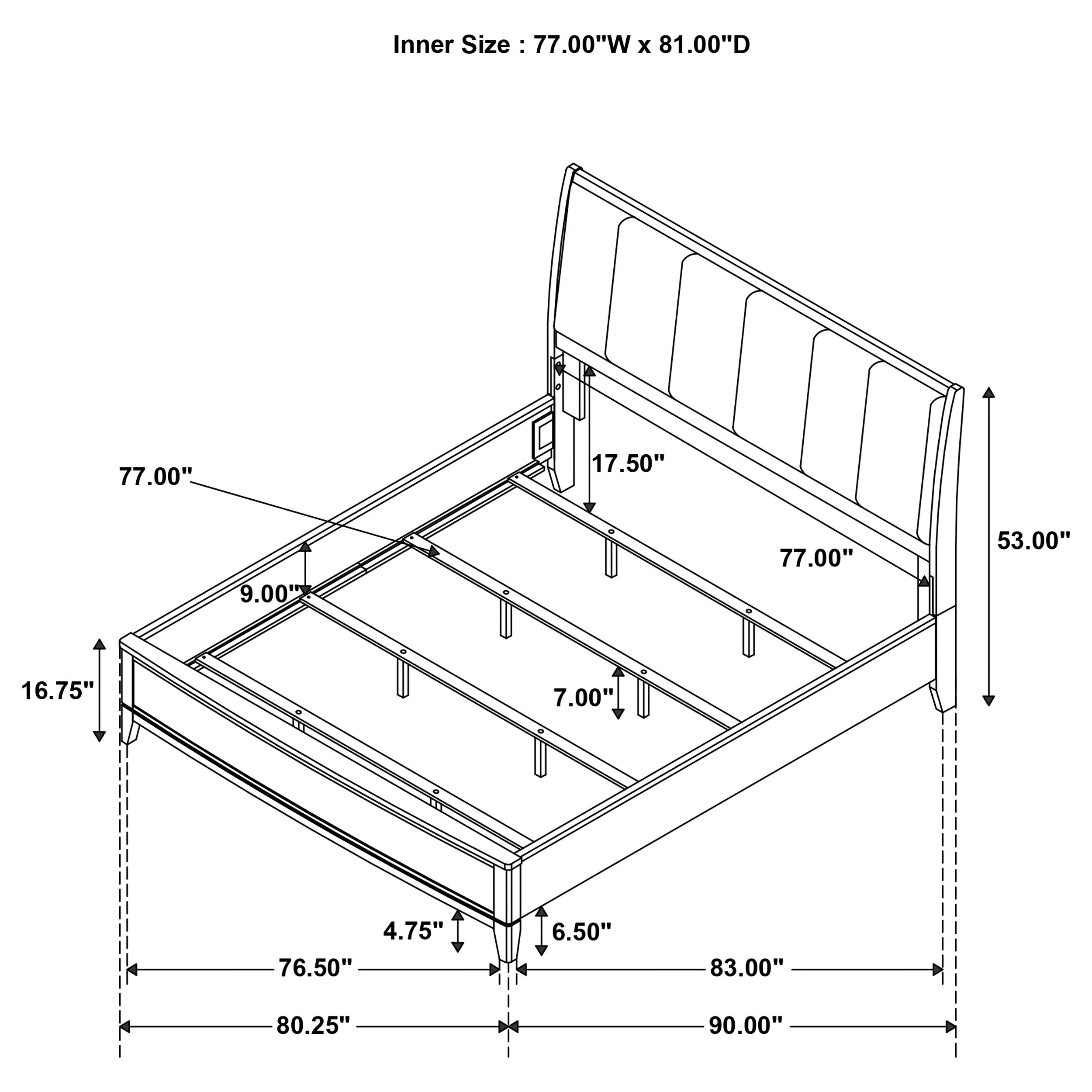 Granada Upholstered Eastern King Panel Bed Natural Pine — view 11