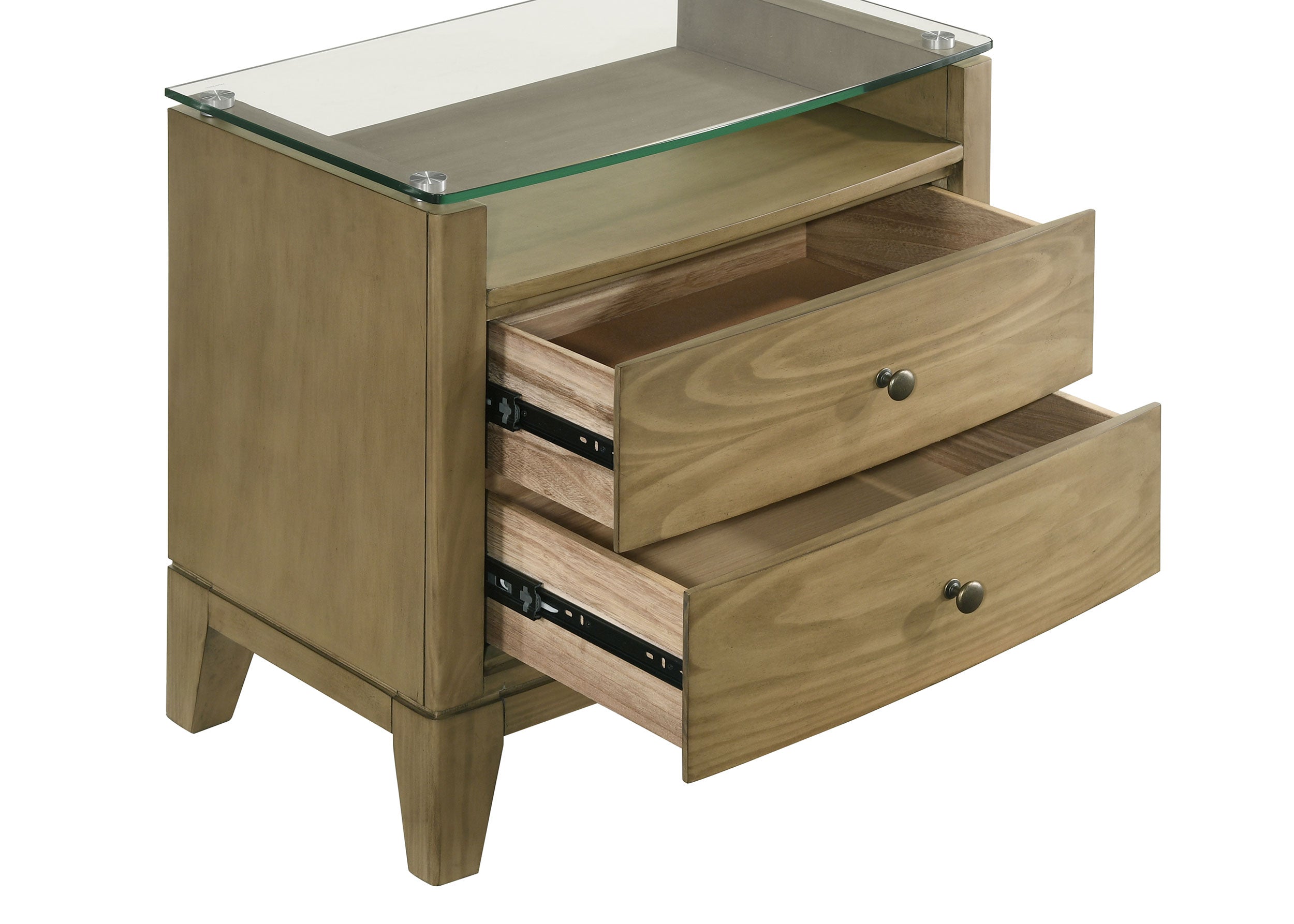 Granada 2-drawer Glass Top Nightstand Natural Pine — view 10