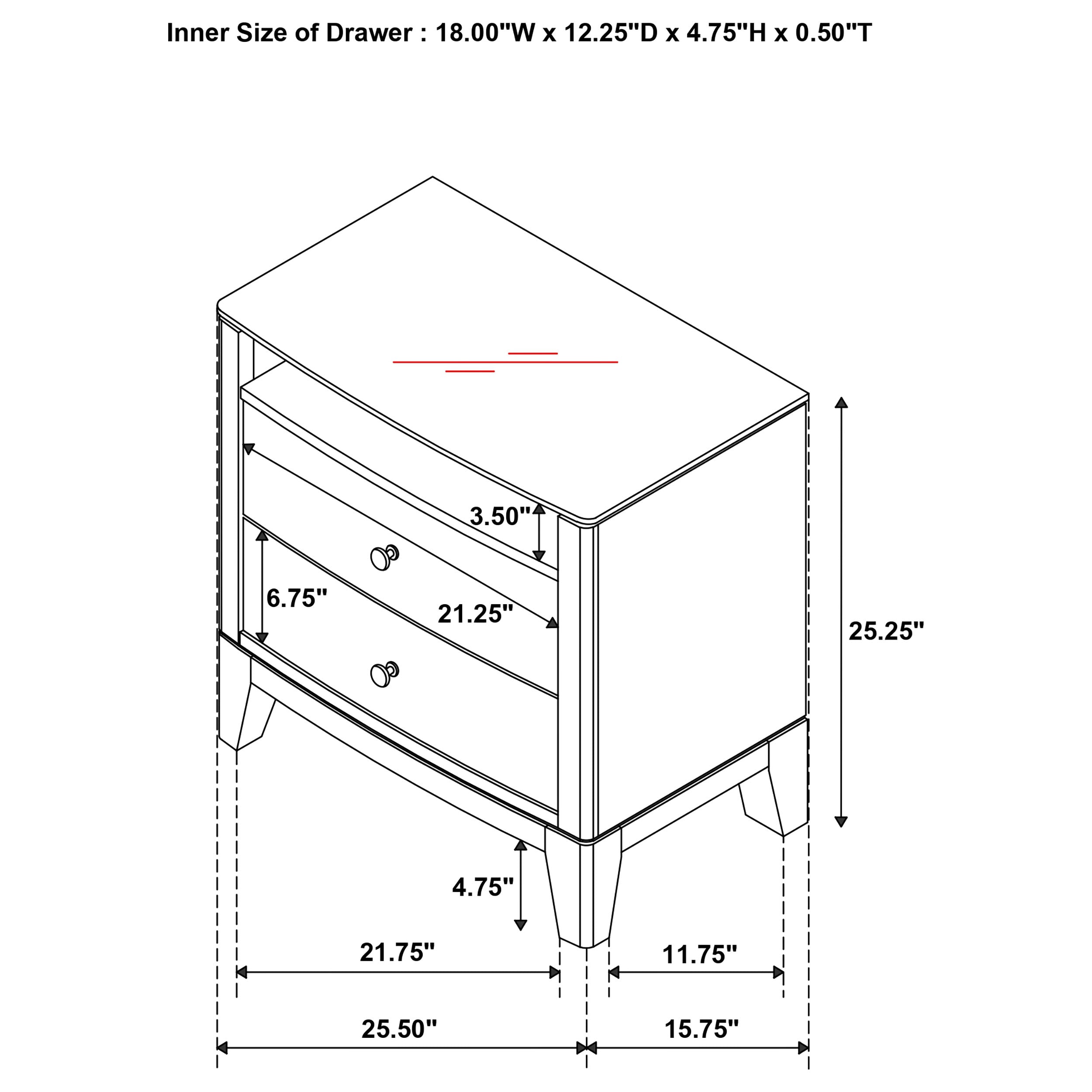 Granada 2-drawer Glass Top Nightstand Natural Pine — view 14