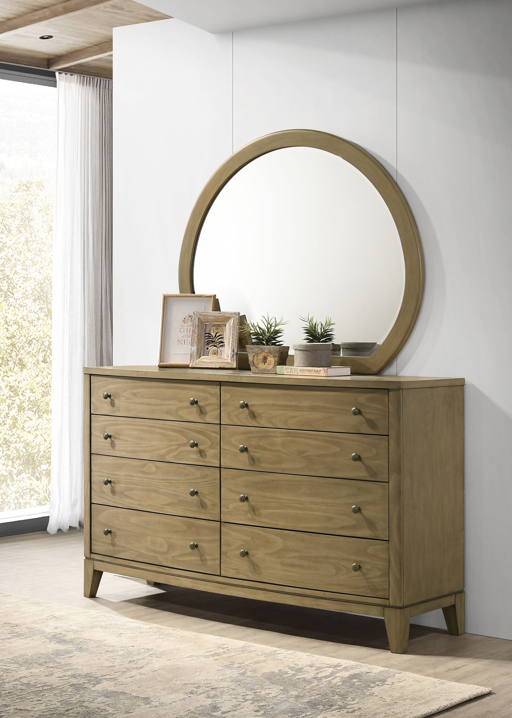 Granada 8-drawer Dresser and Mirror Natural Pine — view 2