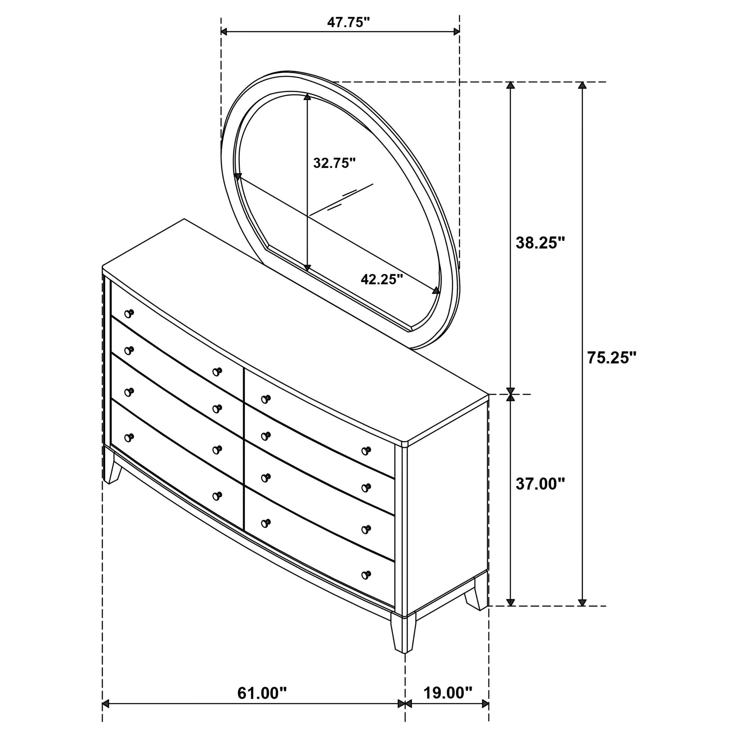 Granada 8-drawer Dresser and Mirror Natural Pine — view 13