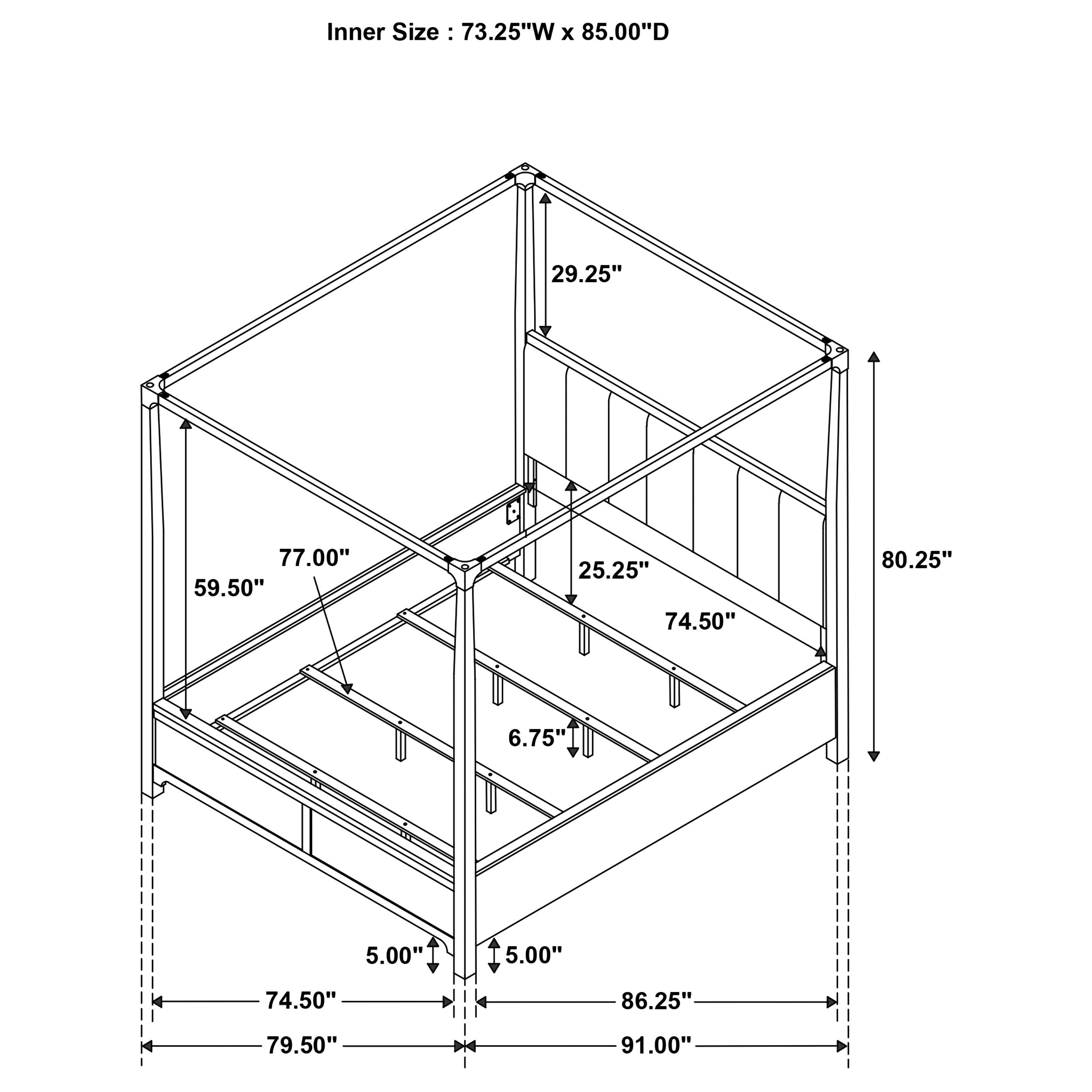Gran Park California King Four Poster Canopy Bed Dark Cocoa — view 9