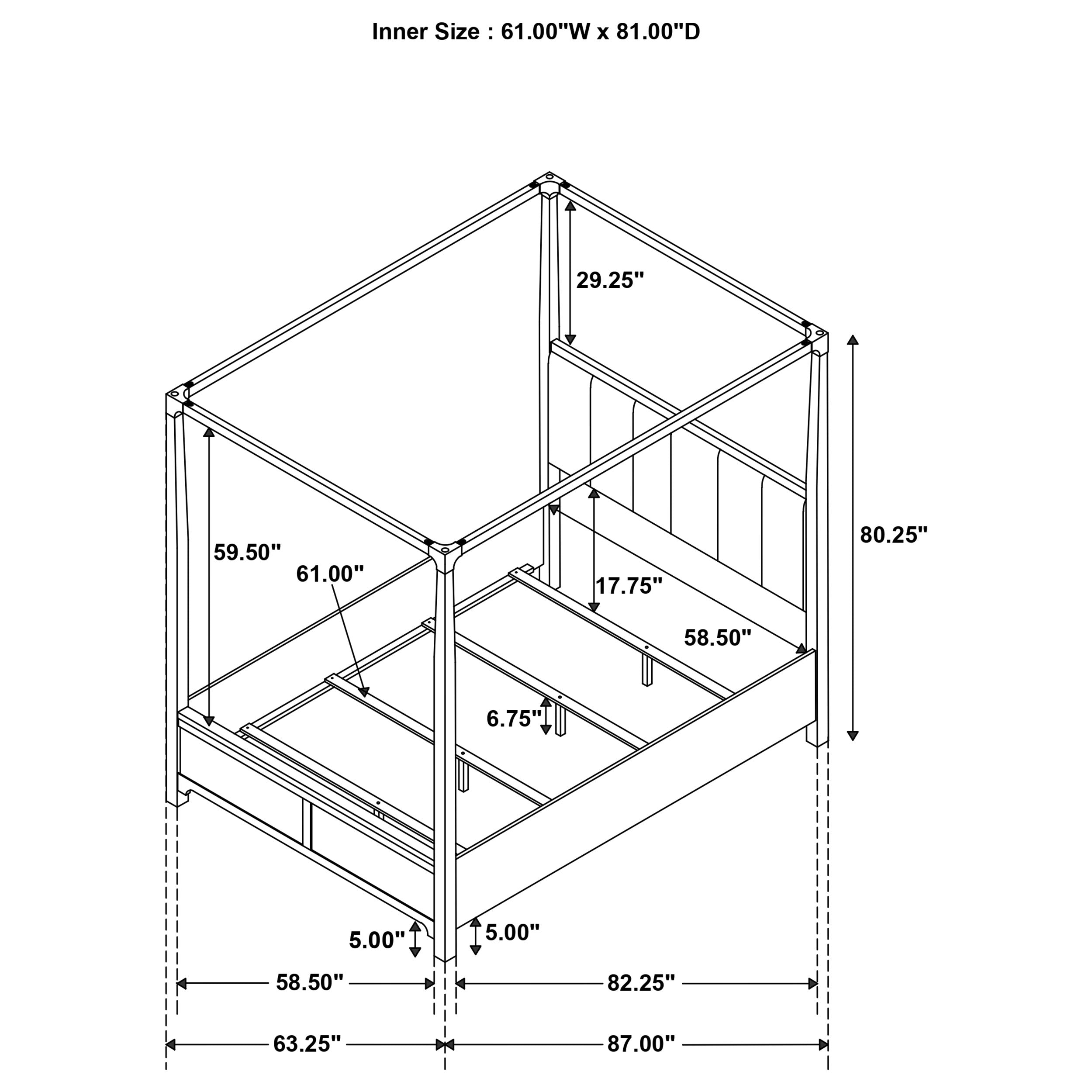 Gran Park Queen Canopy Bed Dark Cocoa — view 11