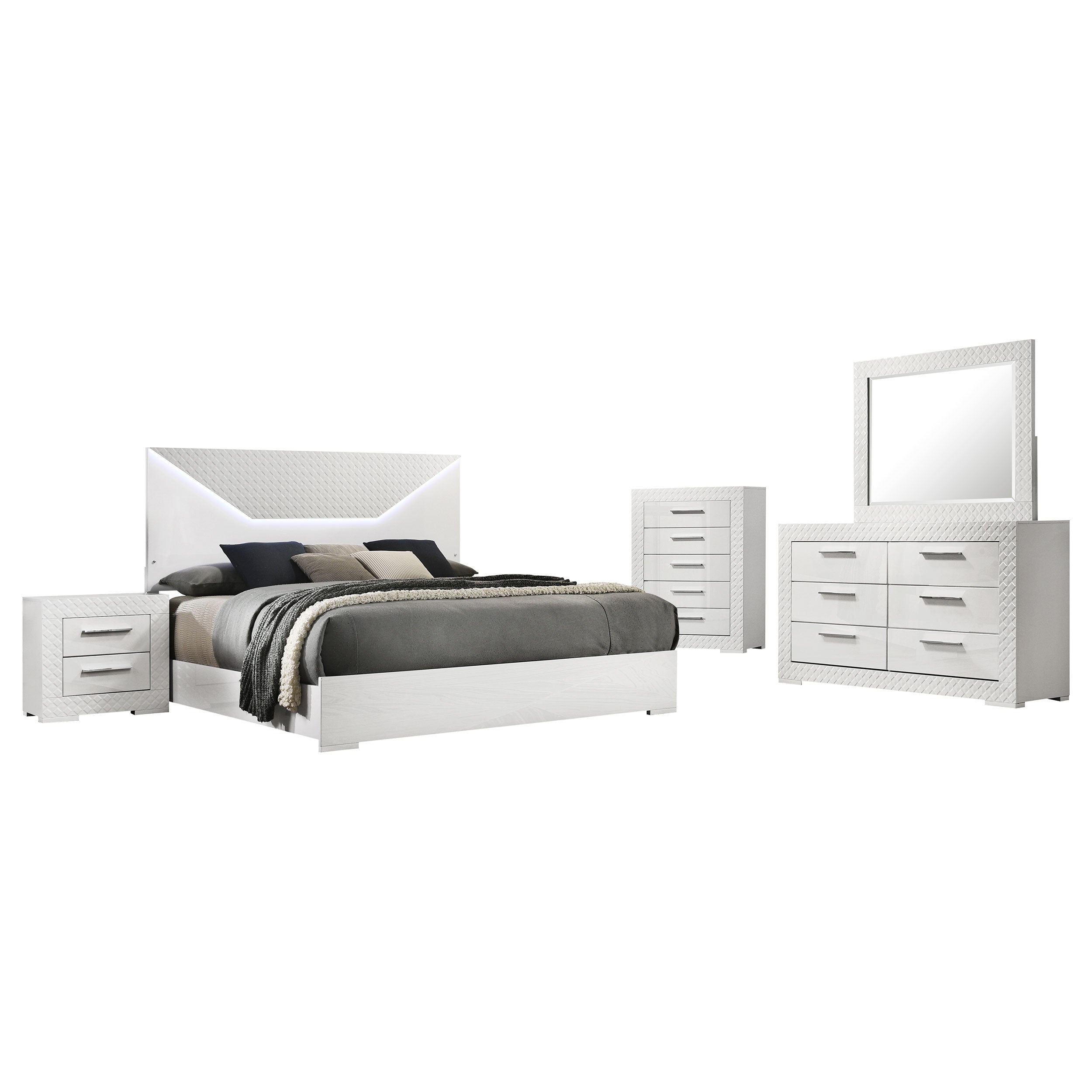 Ives 5-piece Eastern King Bedroom Set White High Gloss — view 2