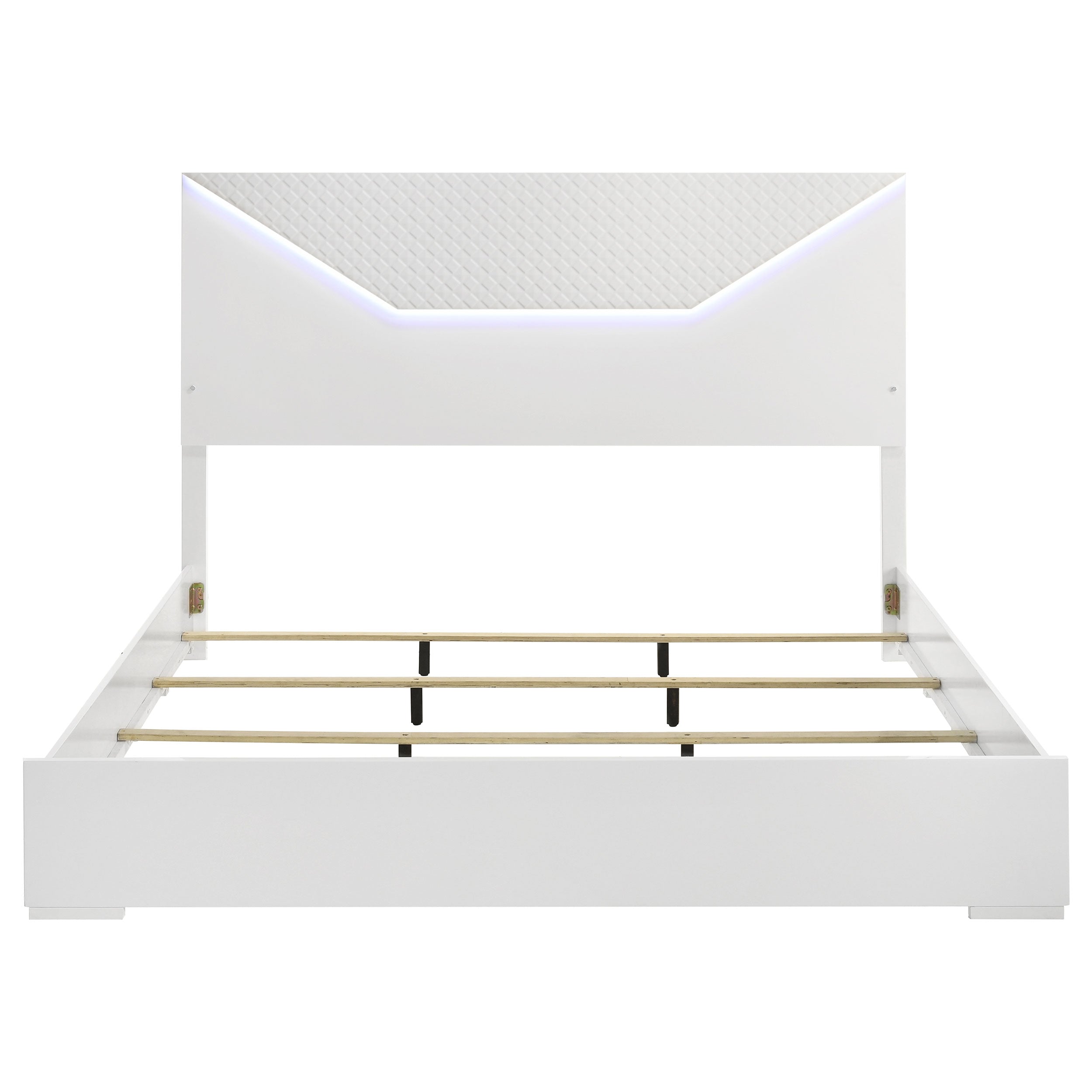Ives Eastern King Panel Bed LED Headboard White High Gloss — view 4
