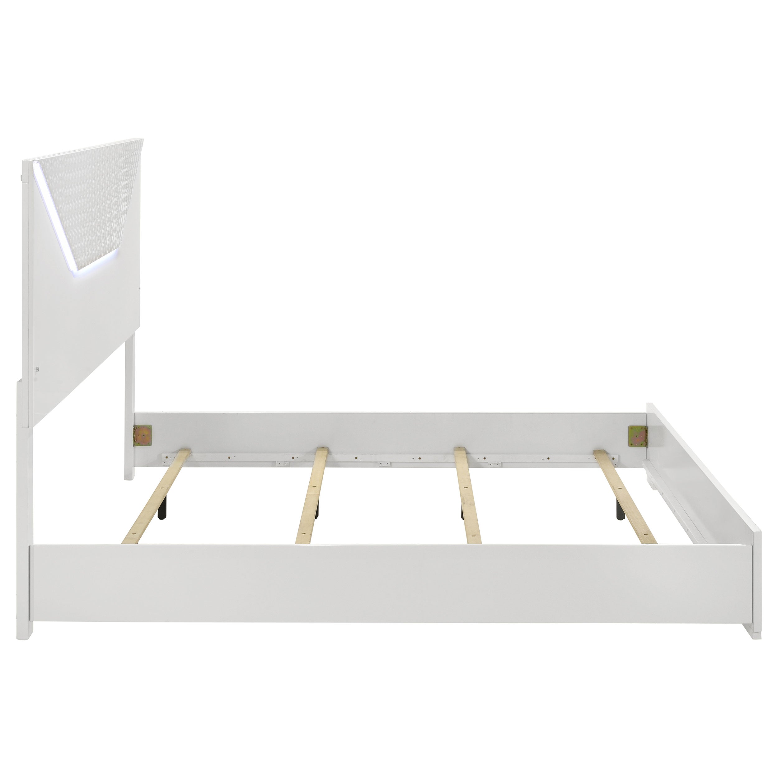 Ives Eastern King Panel Bed LED Headboard White High Gloss — view 6