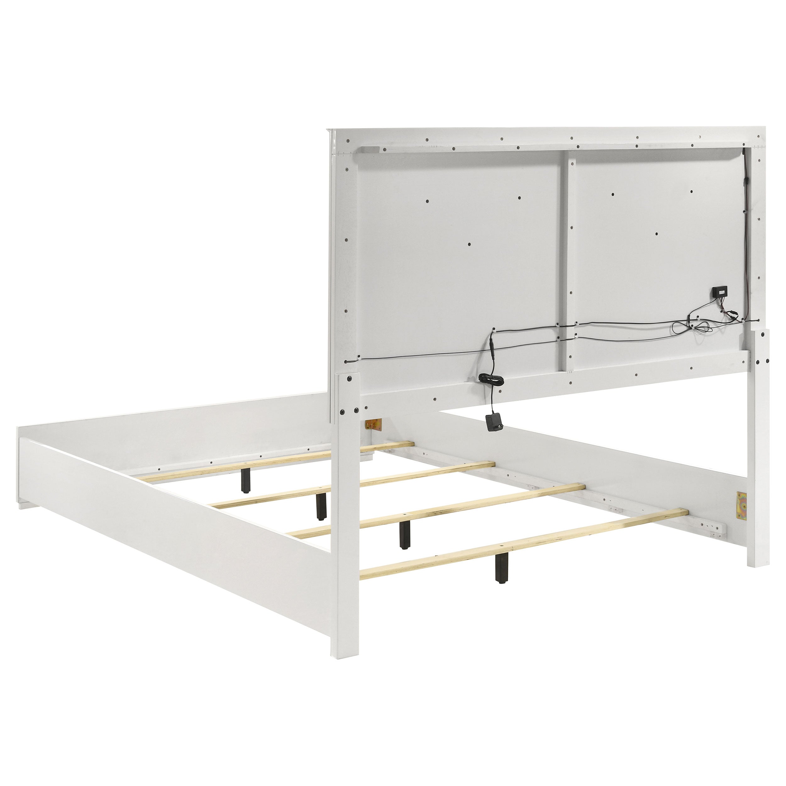 Ives Queen Panel Bed LED Headboard White High Gloss — view 5