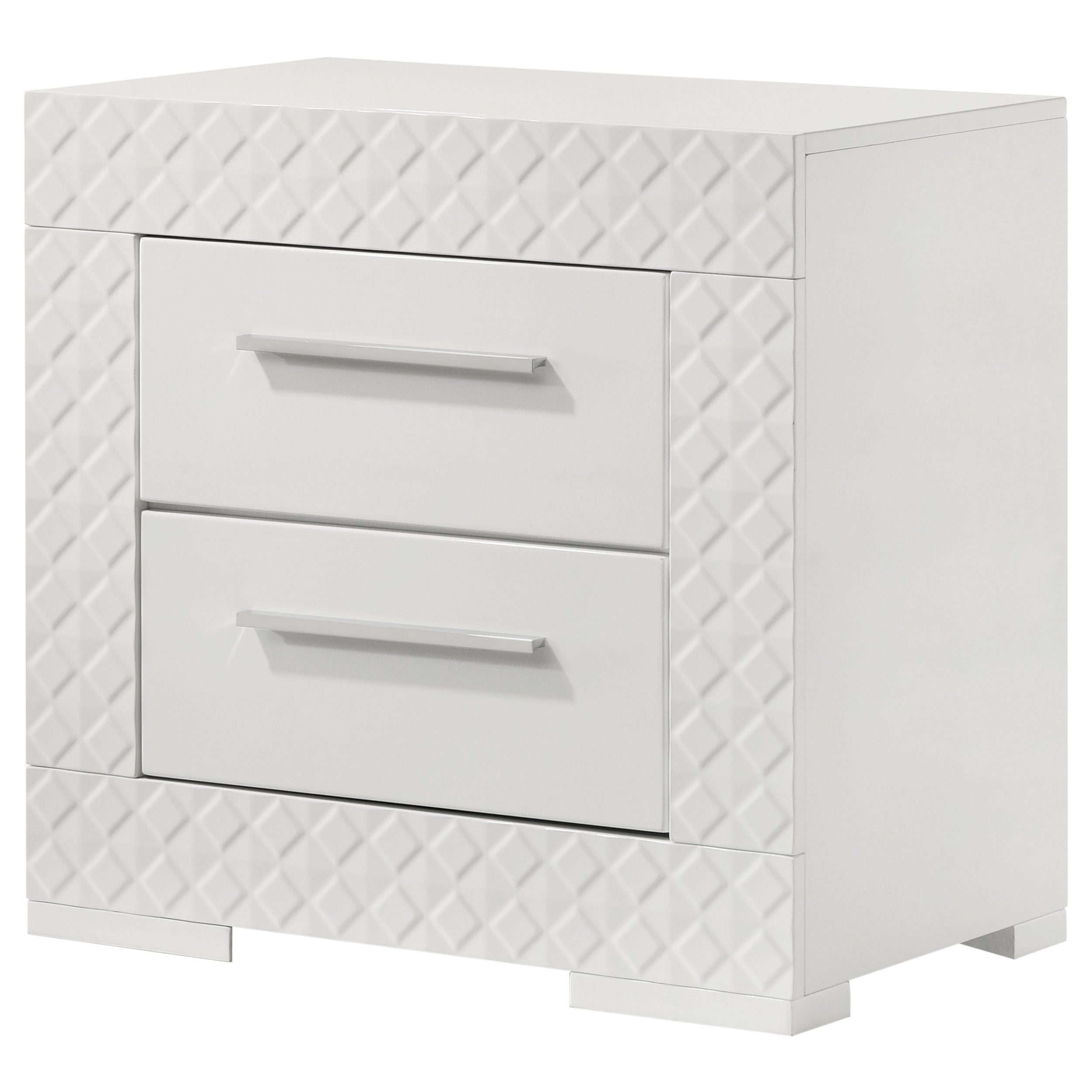 Ives 2-drawer Nightstand Bedside Table White High Gloss — view 4