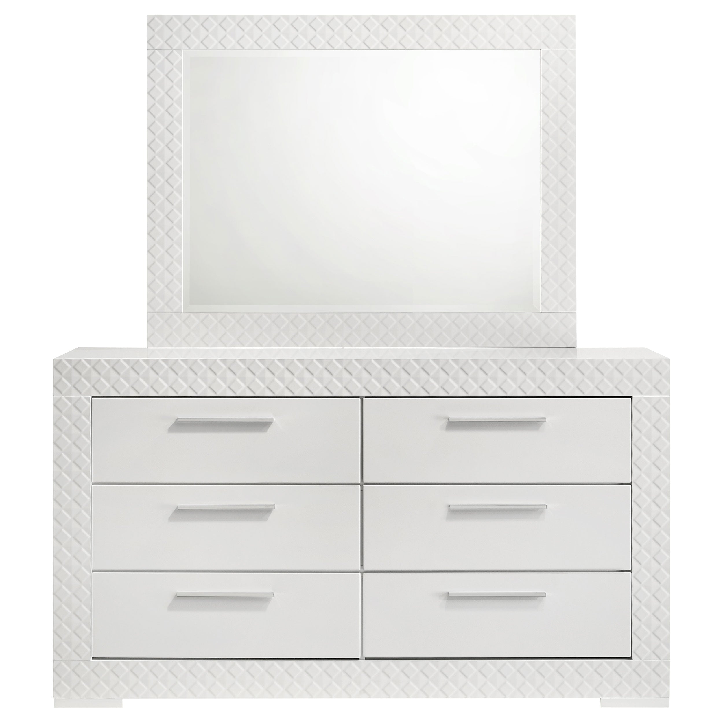 Ives 6-drawer Dresser and Mirror White High Gloss — view 3