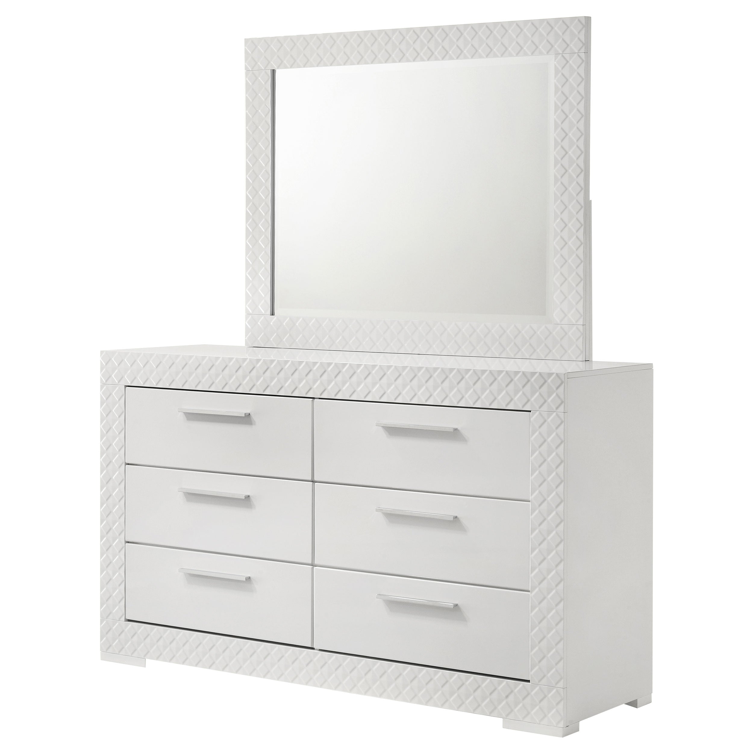Ives 6-drawer Dresser and Mirror White High Gloss — view 4