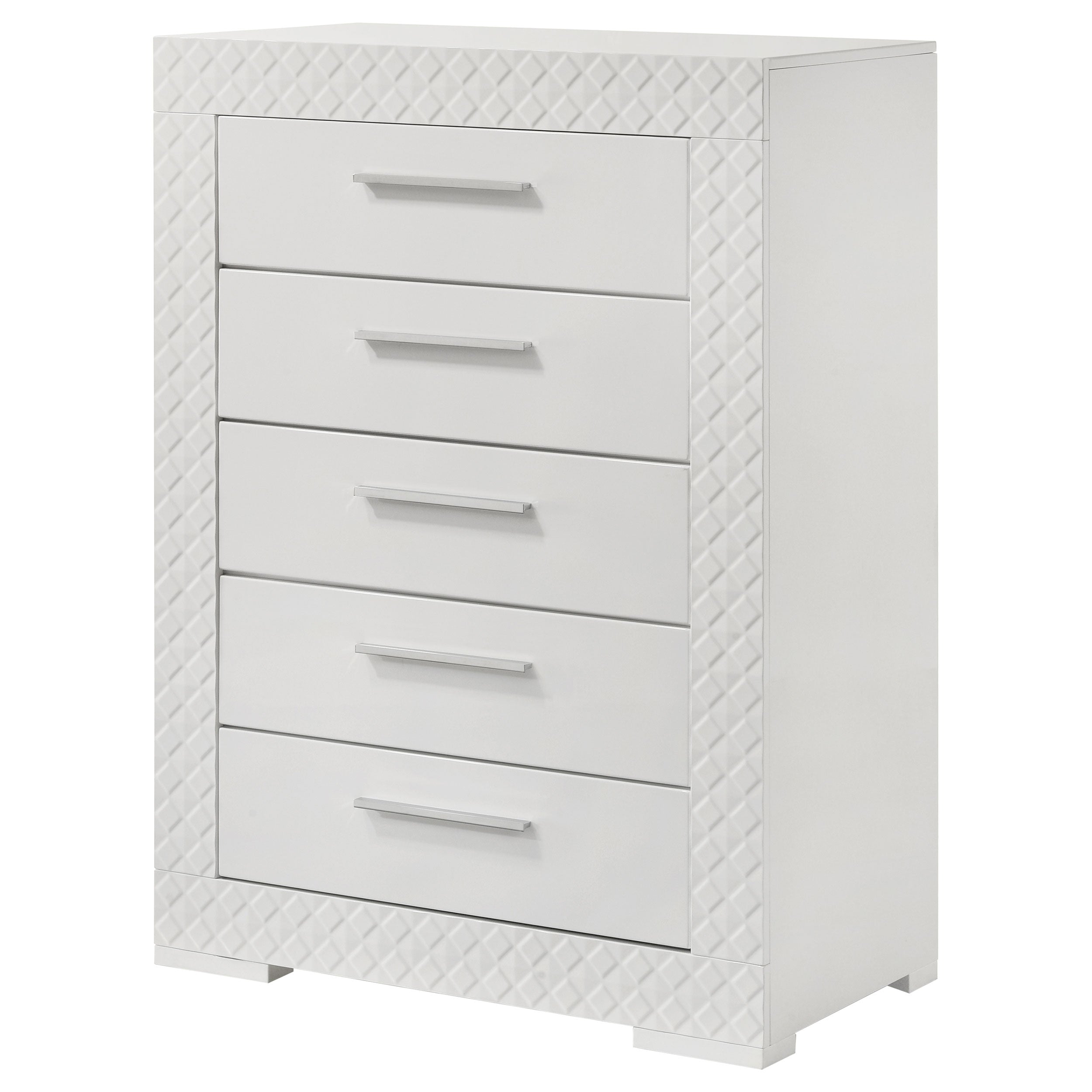 Ives 5-drawer Bedroom Chest of Drawers White High Gloss — view 4
