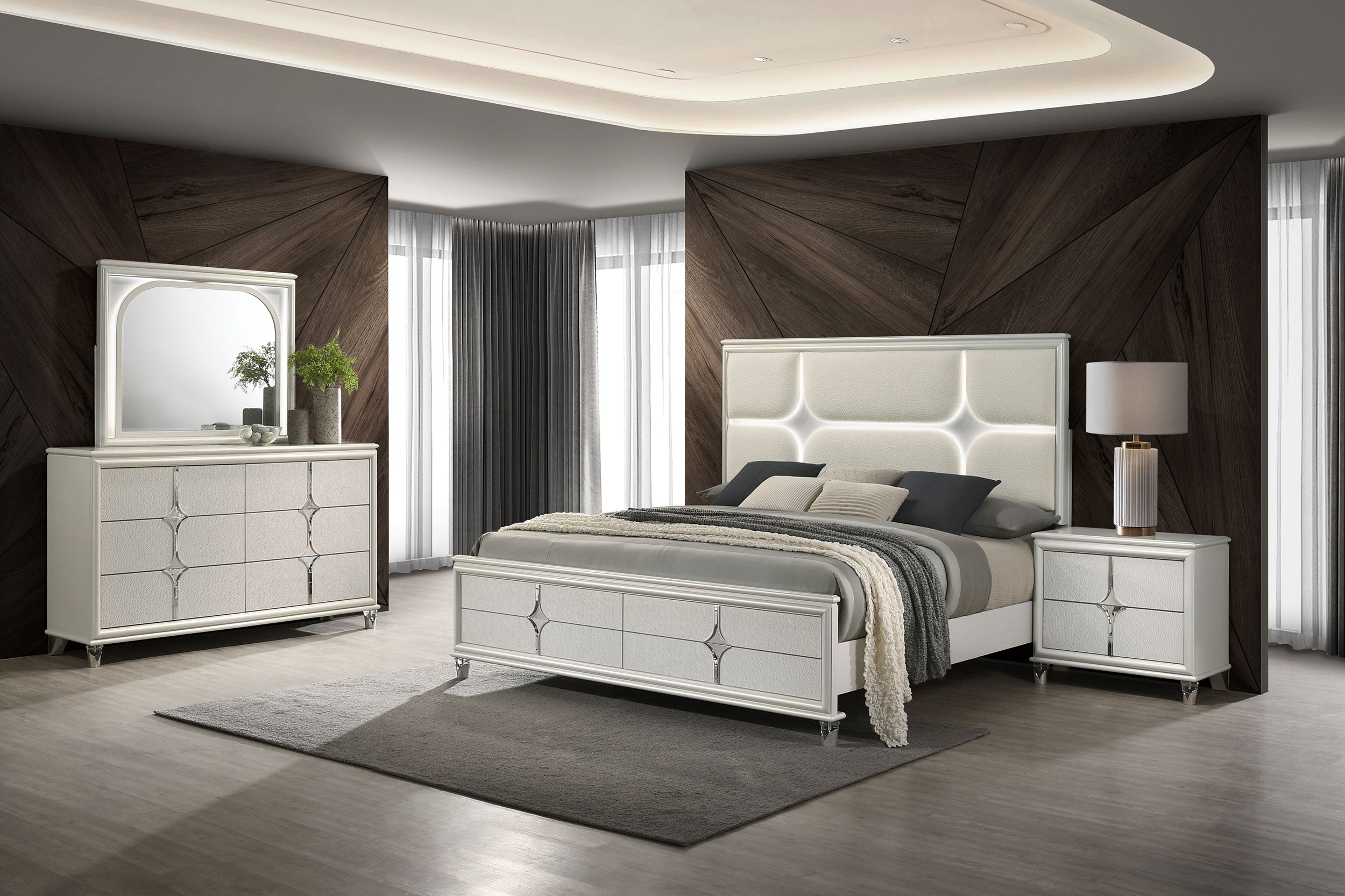 Olivia 4-piece Queen Bedroom Set Pearl White — view 1
