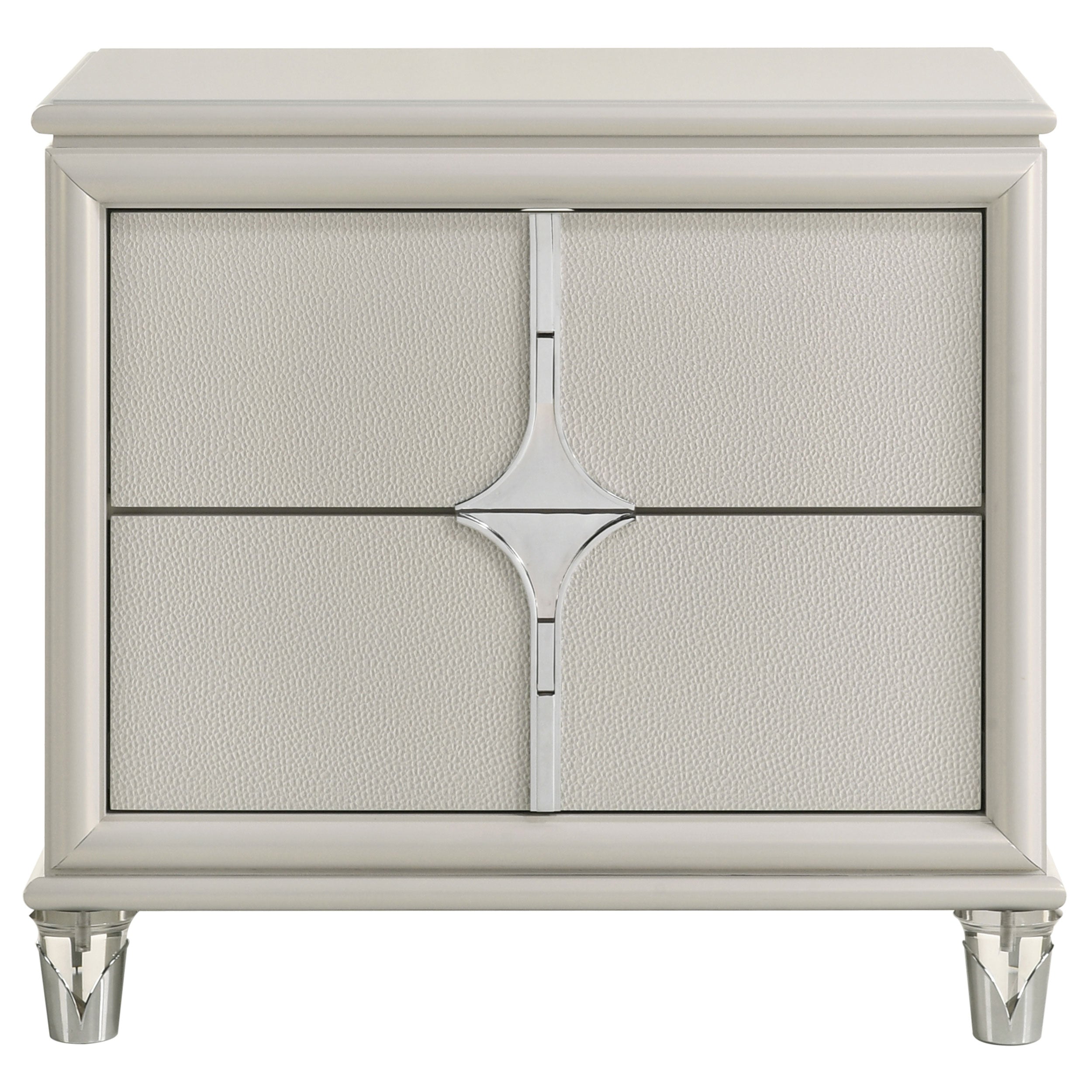 Olivia 2-drawer Nightstand Bedside Table Pearl White — view 3