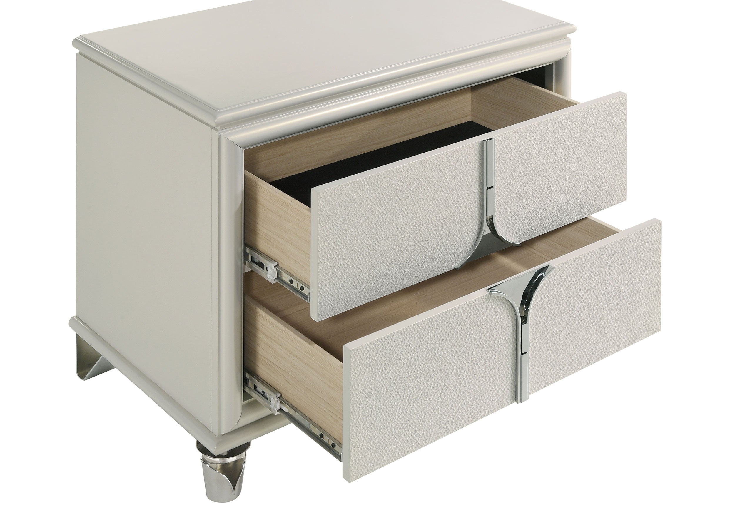 Olivia 2-drawer Nightstand Bedside Table Pearl White — view 10