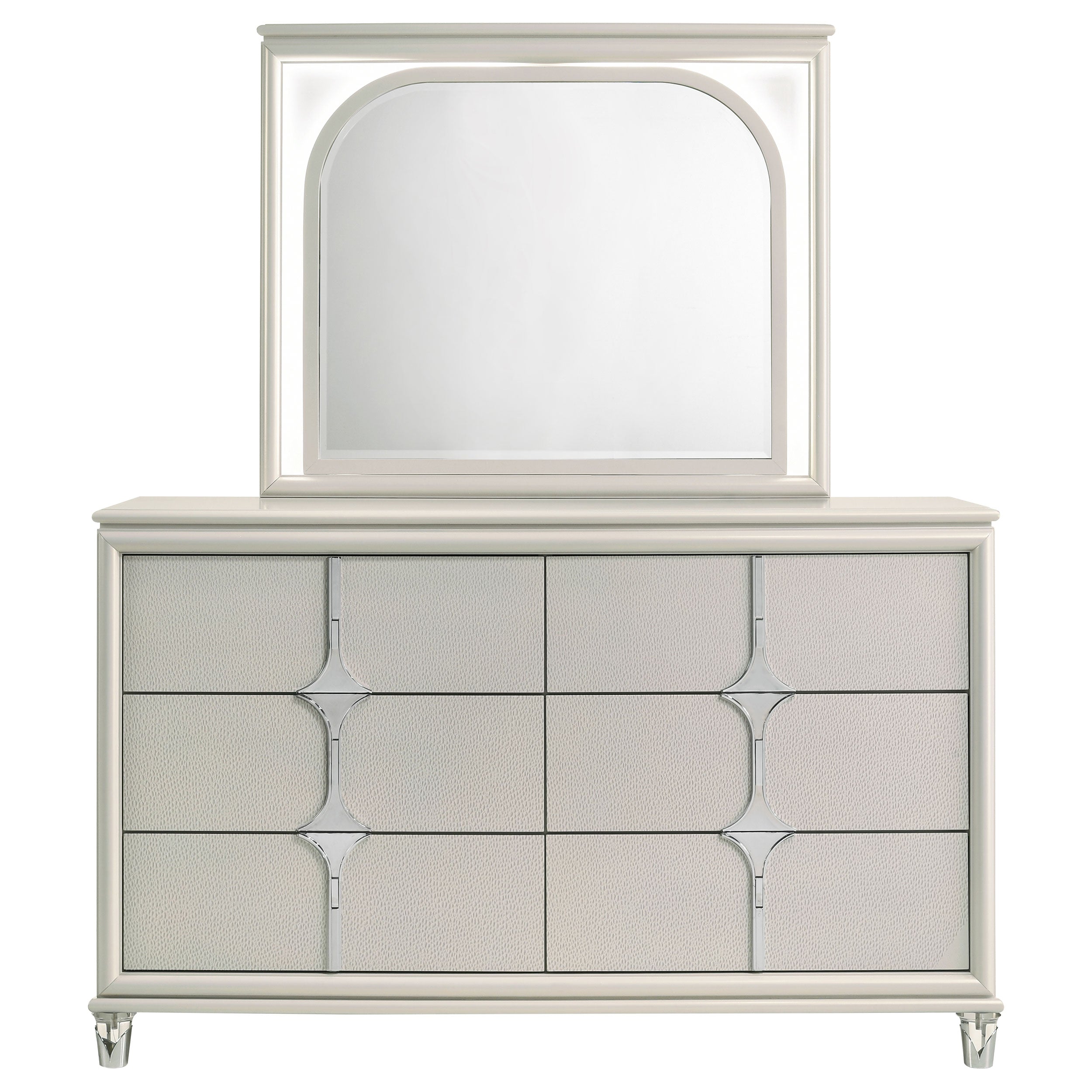 Olivia 6-drawer Dresser and LED Mirror Pearl White — view 3