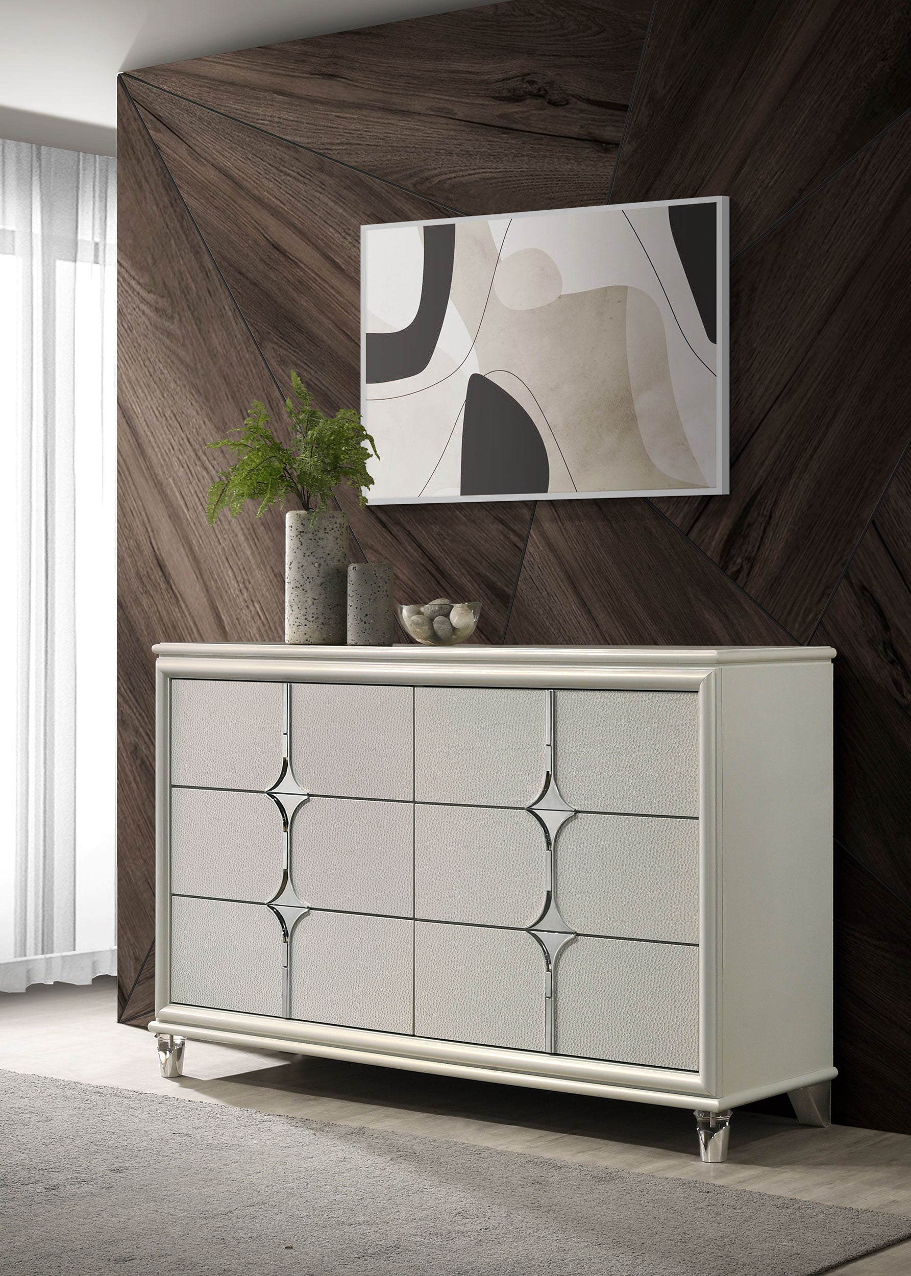 Olivia 6-drawer Dresser Cabinet Pearl White — view 2