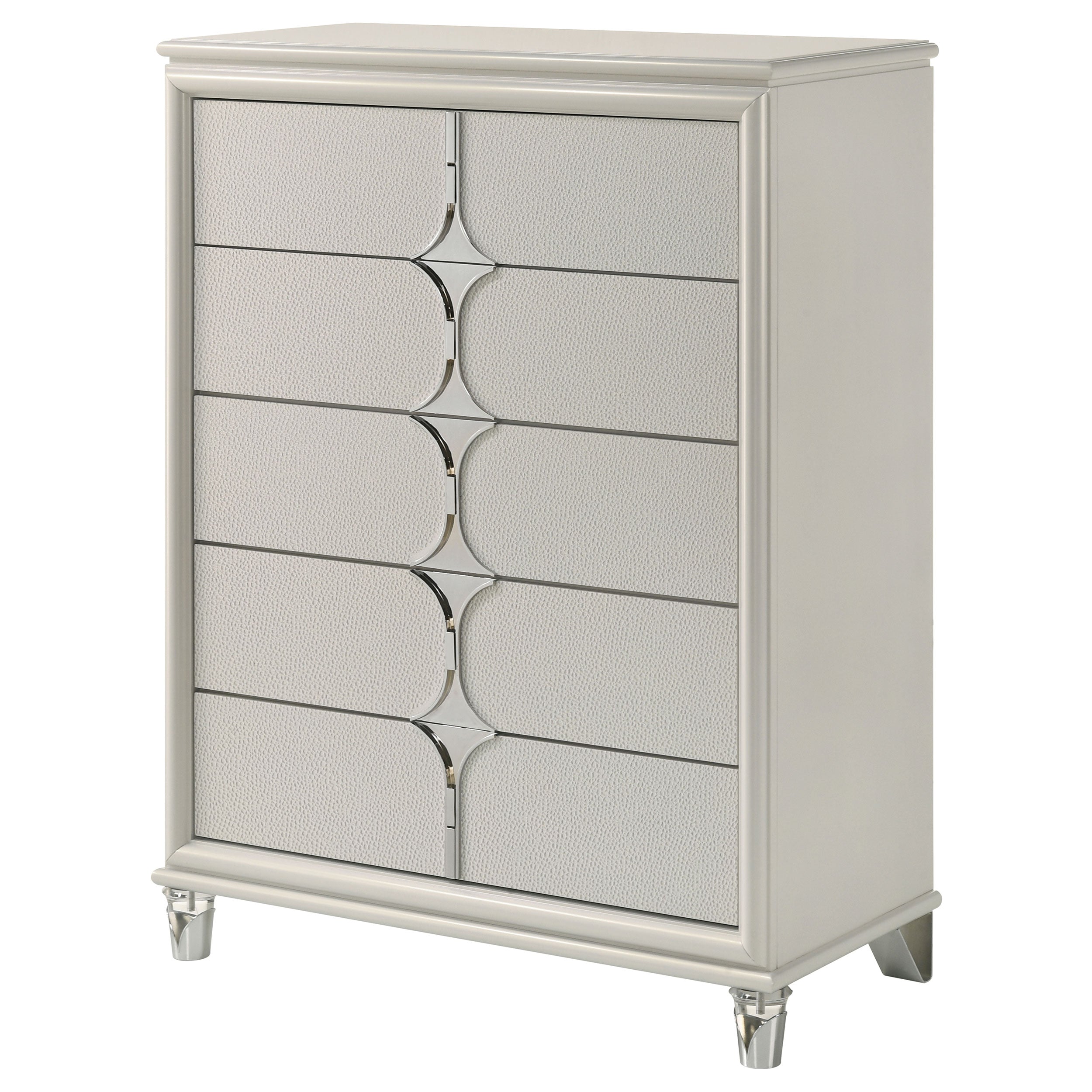 Olivia 5-drawer Bedroom Chest of Drawers Pearl White — view 4