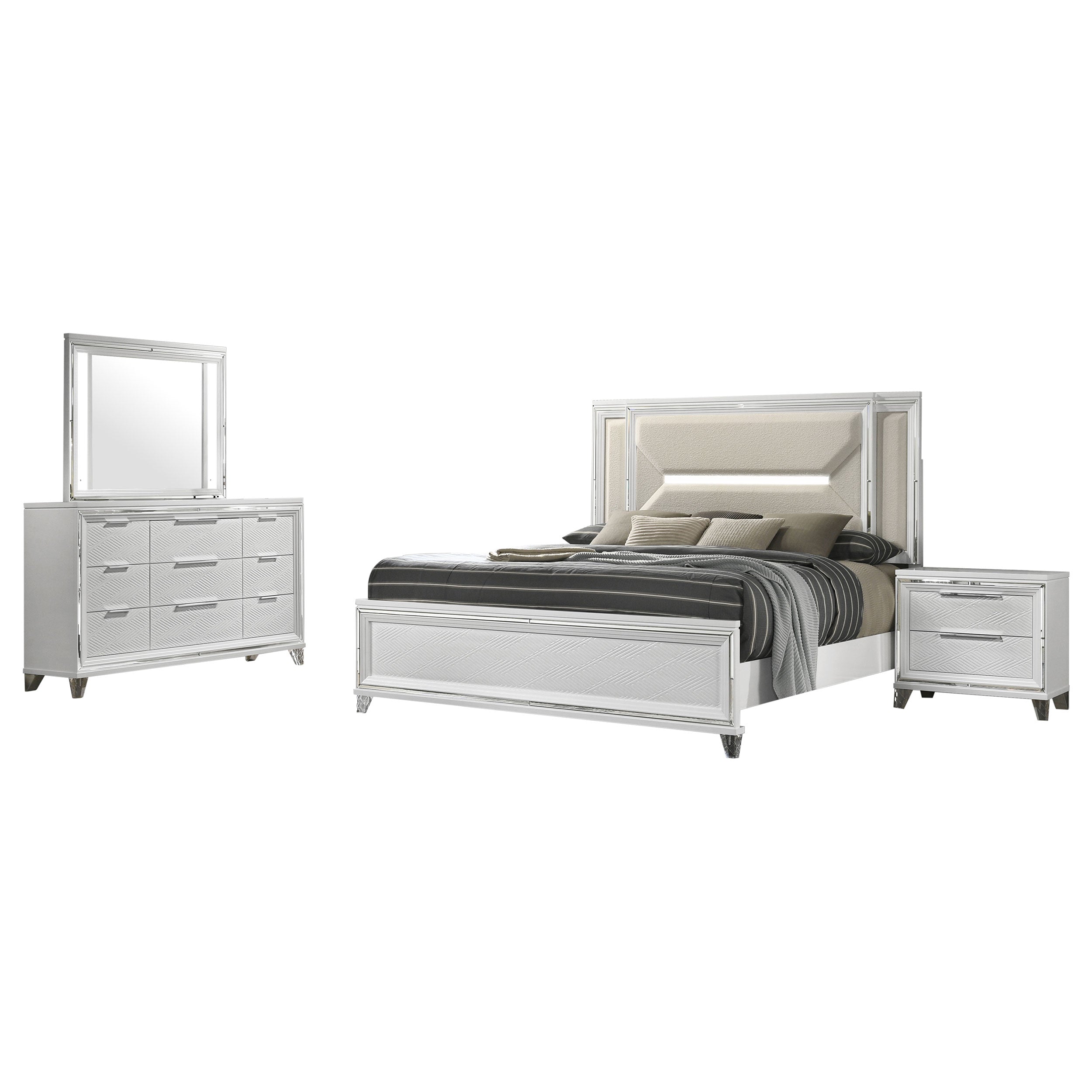 Marmore 4-piece Eastern King Bedroom Set White — view 2